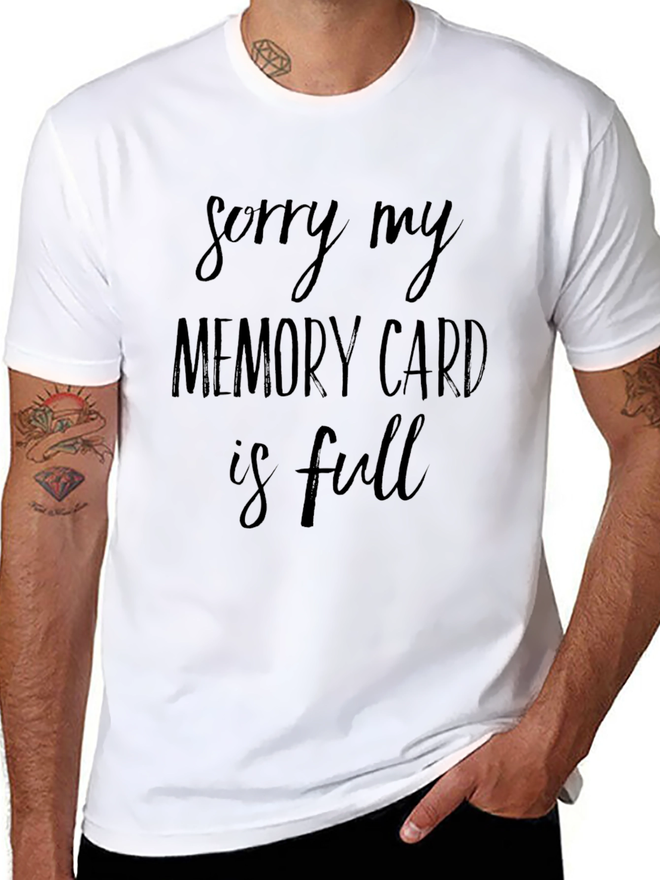 Black Humorous Black T-Shirt - "Sorry My Memory Card is Full" view 8