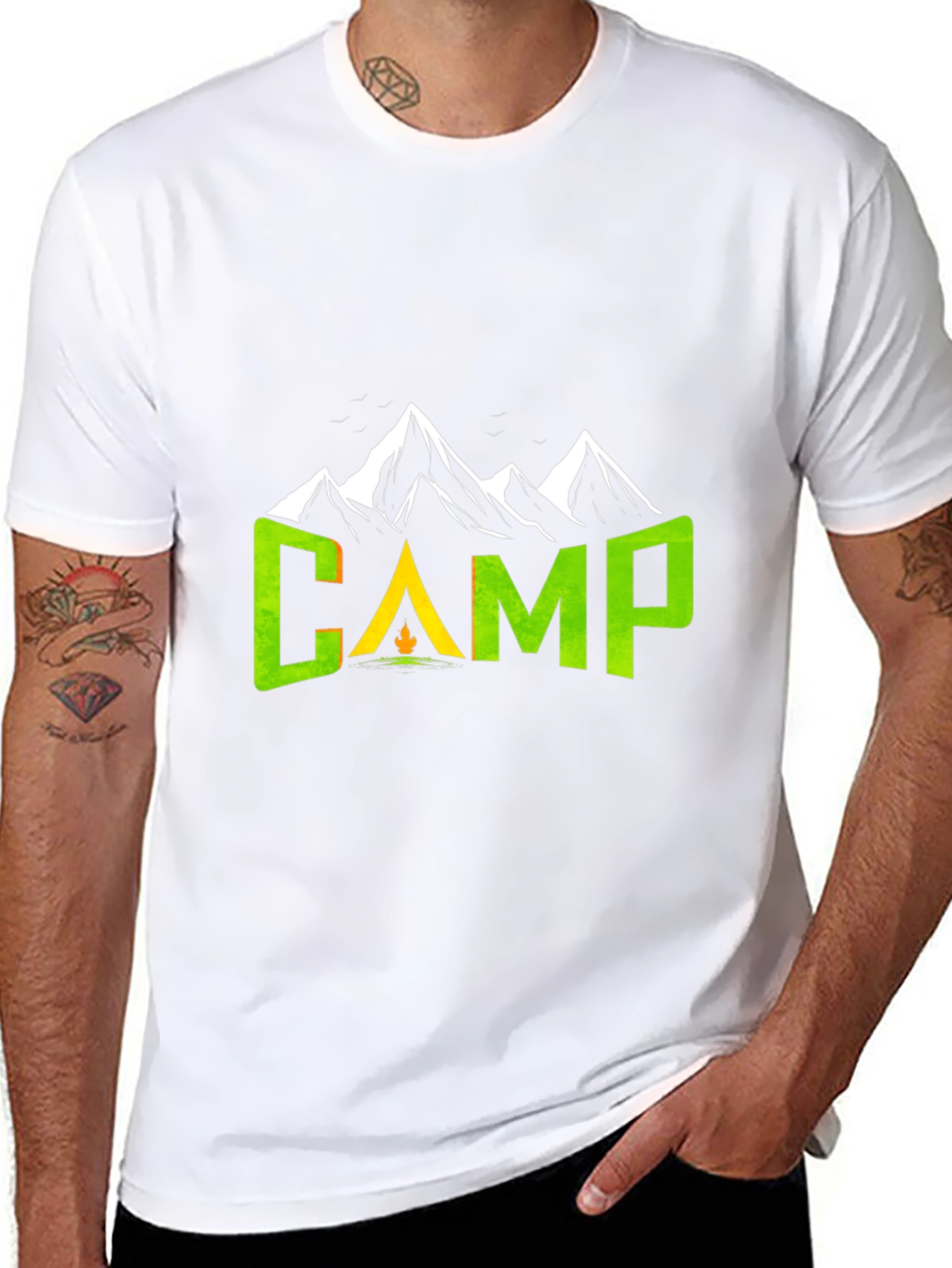 Black Camping Adventure T-Shirt - Mountain Design view 8