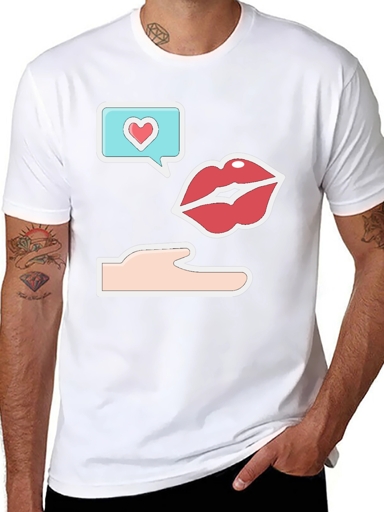 Black Flirty Emoji Graphic Tee - Black Crew Neck view 8