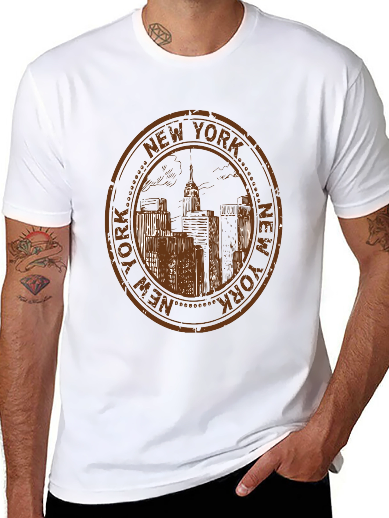 Black New York Cityscape Black T-Shirt view 8