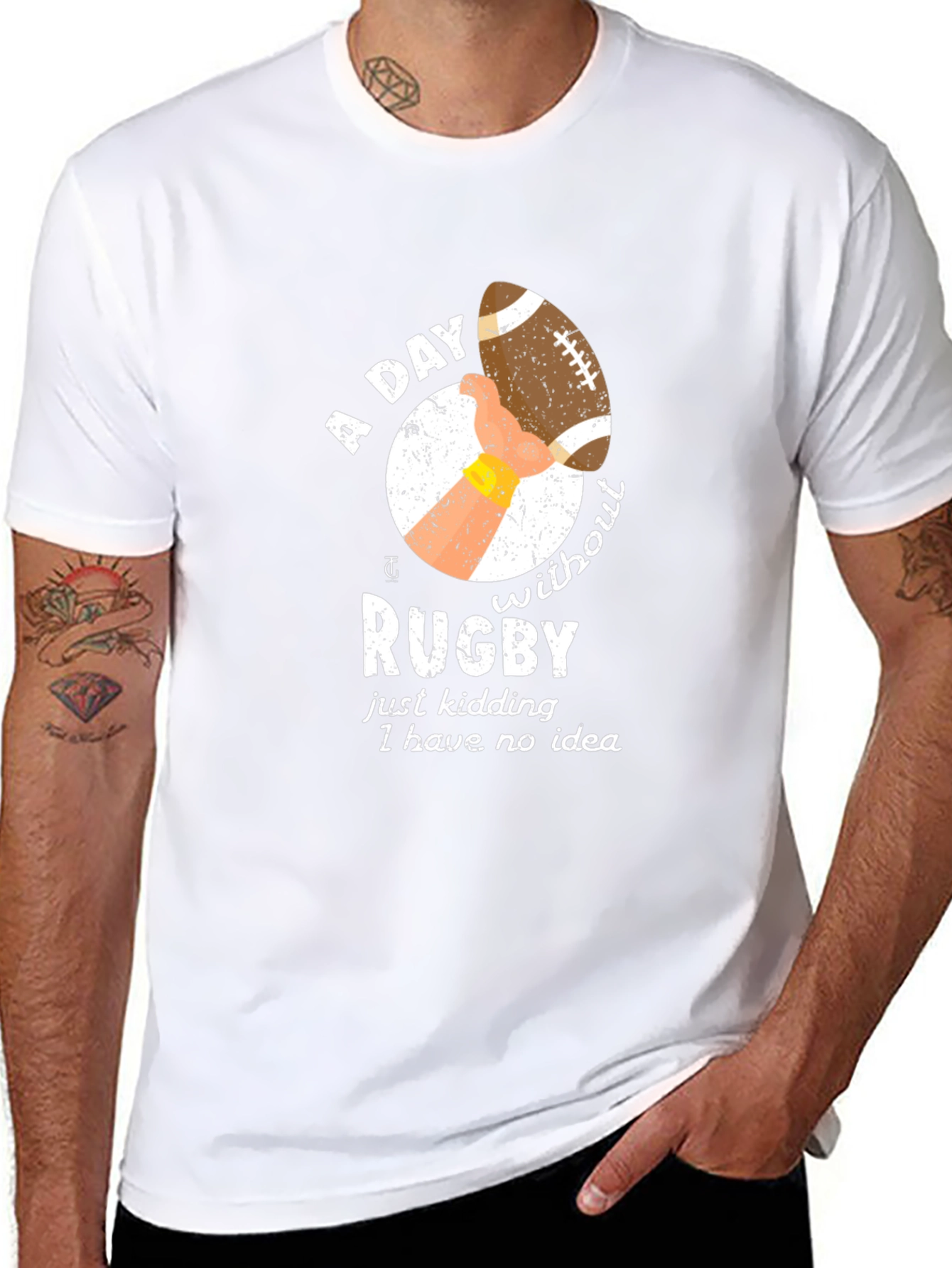 Black Funny Rugby Graphic T-Shirt - A Day Without Rugby Tee view 8