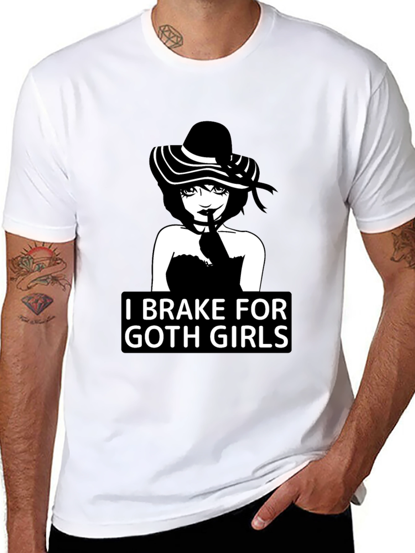 Black I Brake For Goth Girls T-Shirt - Black view 8