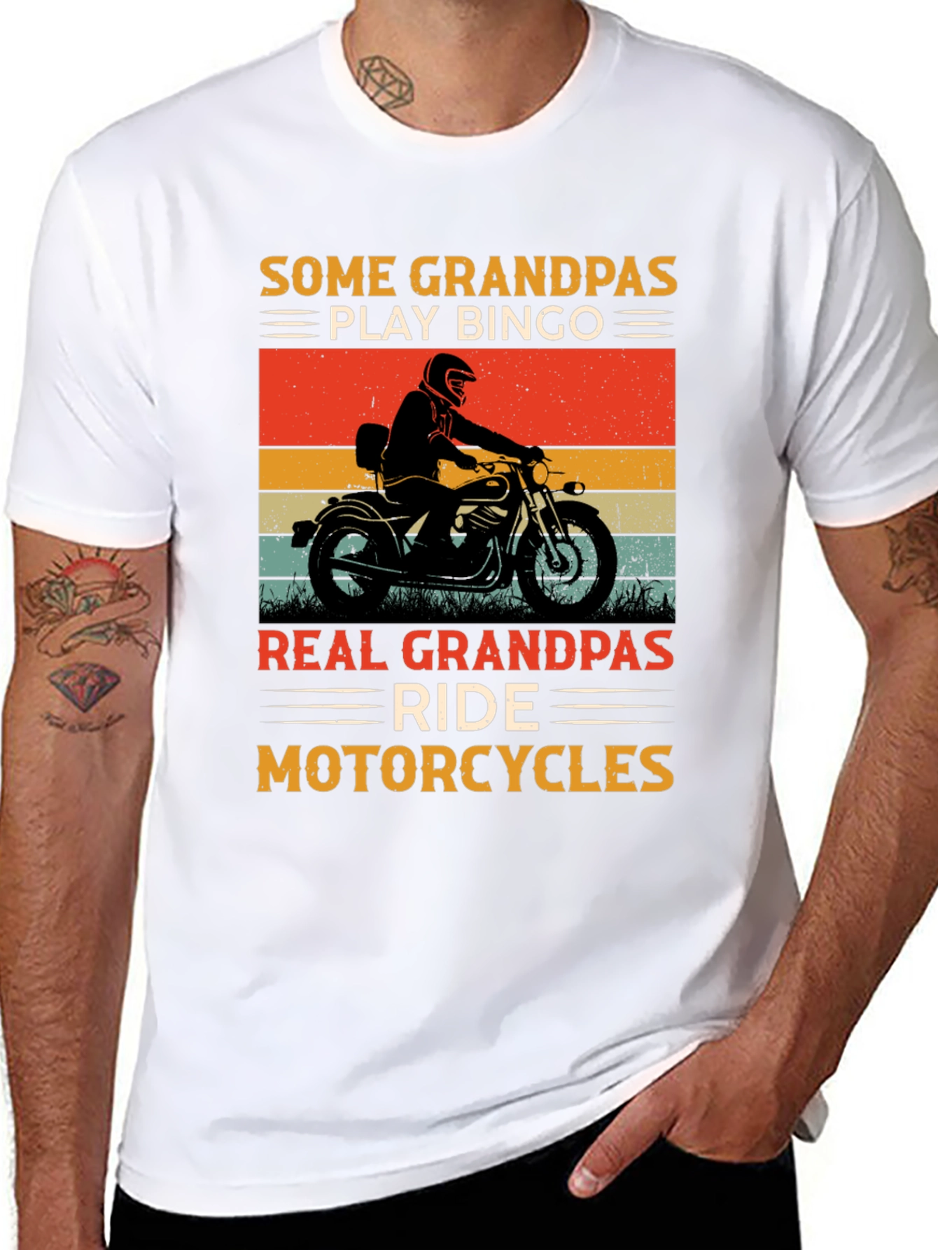 Black Grandpa Motorcycle T-Shirt view 8