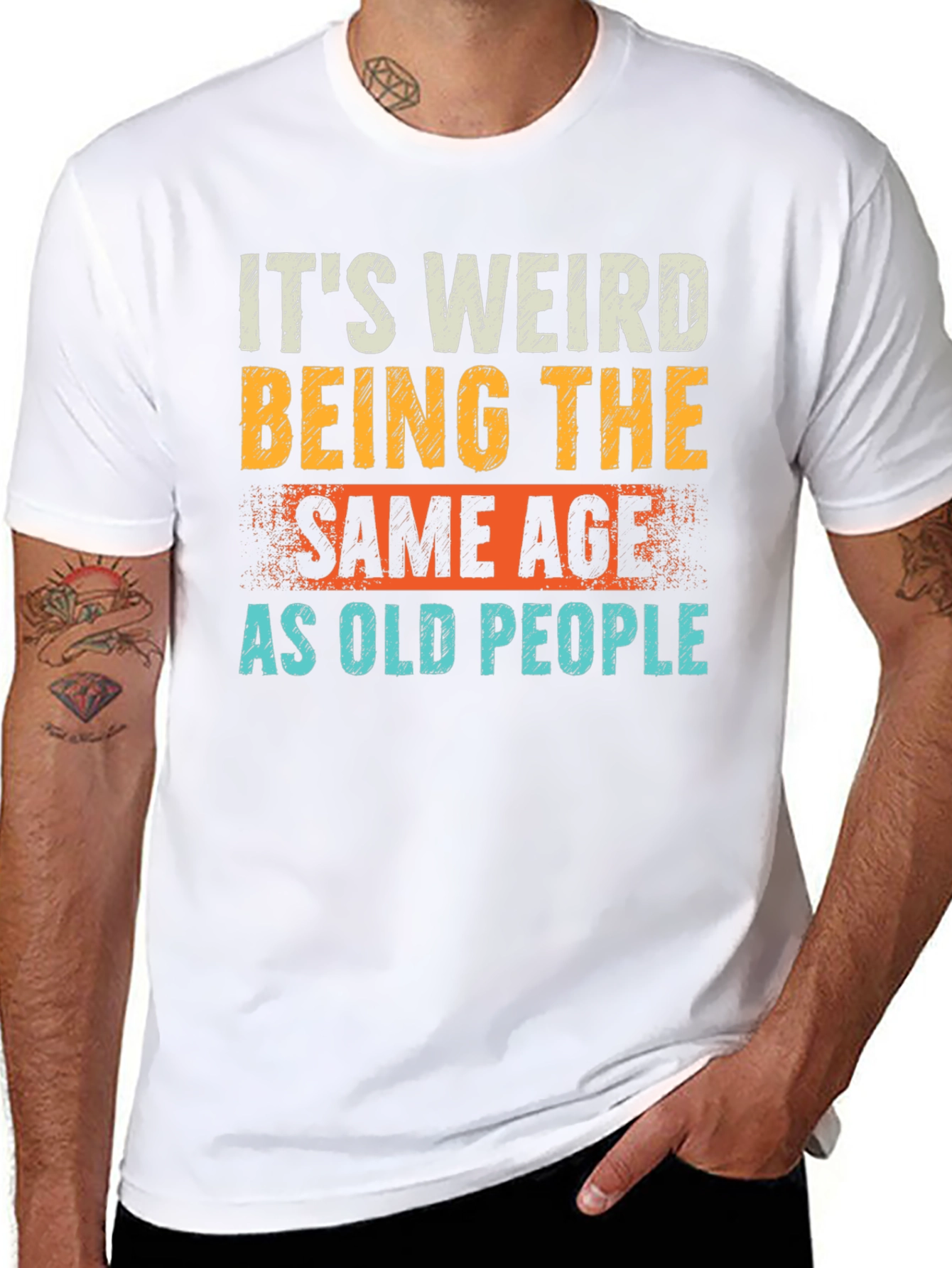 Black Funny 'Same Age as Old People' Graphic Tee view 8