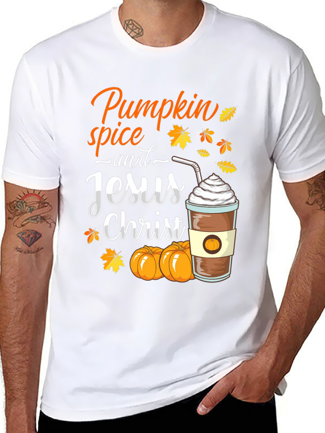 Black Pumpkin Spice and Jesus Christ T-Shirt view 8