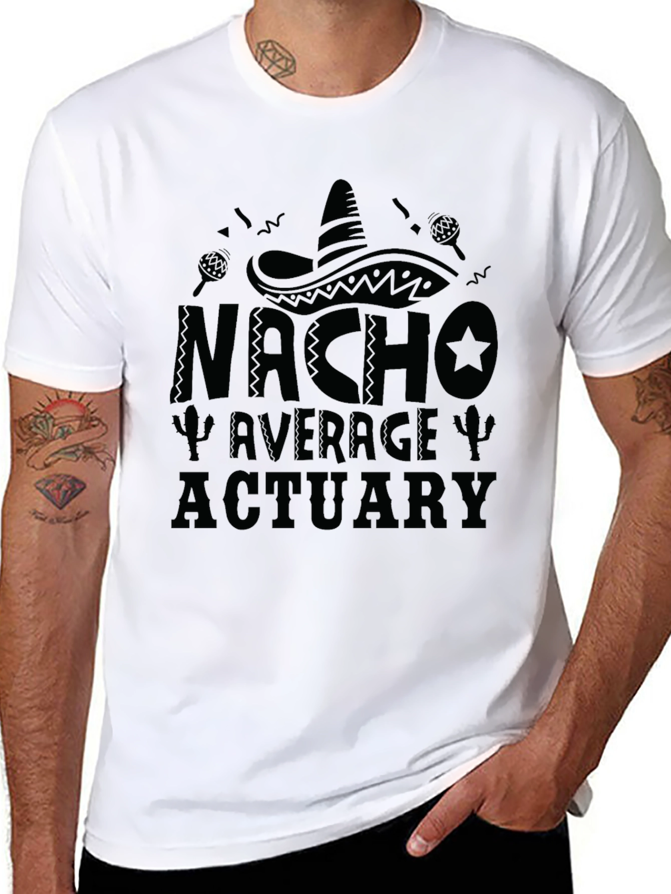 Black Nacho Average Actuary Black T-Shirt Funny Actuarial Pun Tee view 8