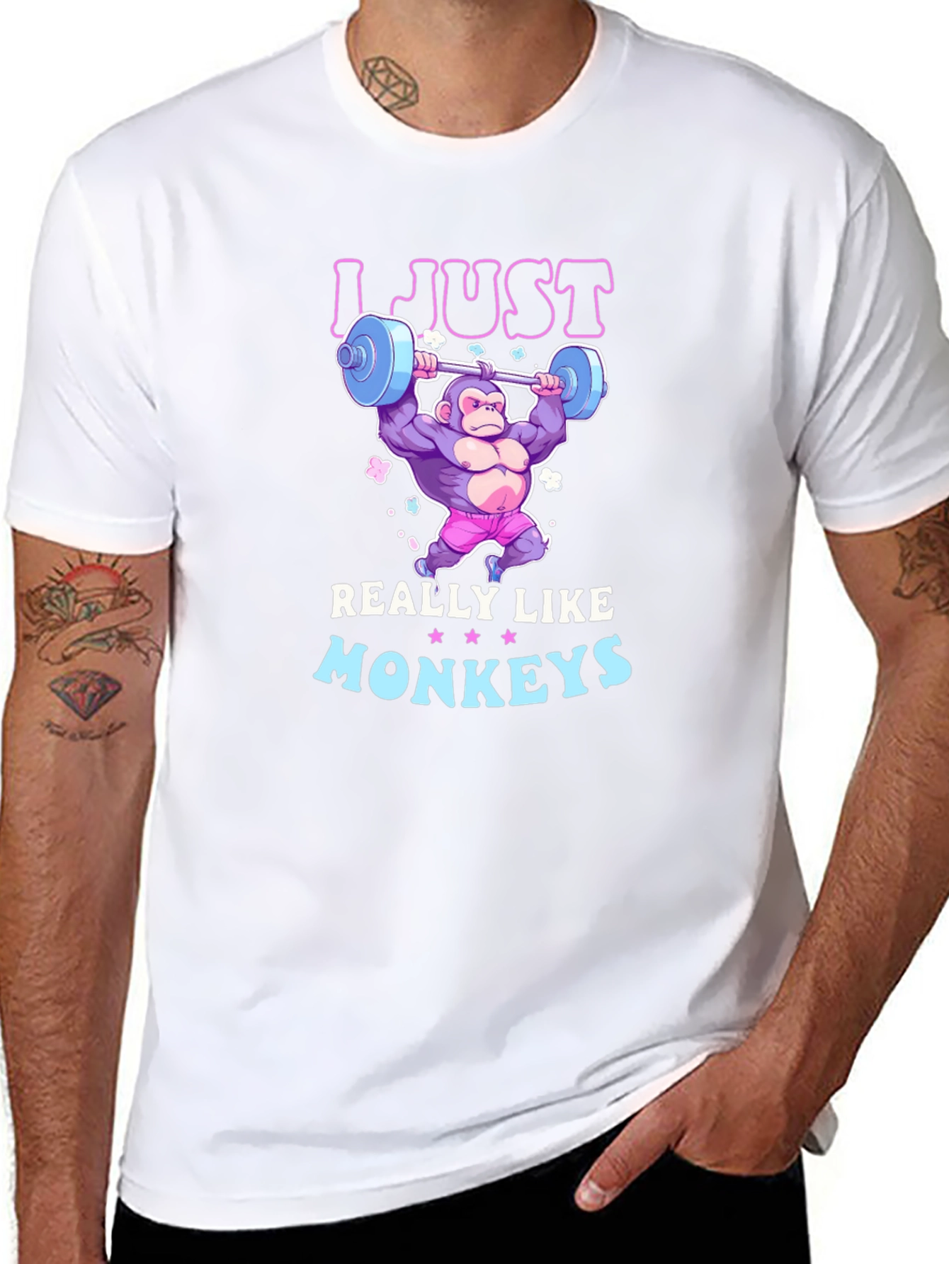 Black Funny Monkey Gym Workout T-Shirt view 8