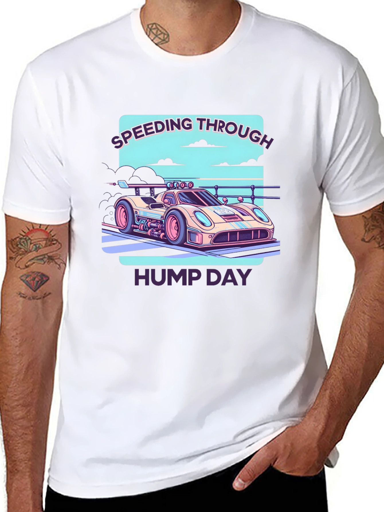 Black Speeding Through Hump Day Graphic Tee view 8