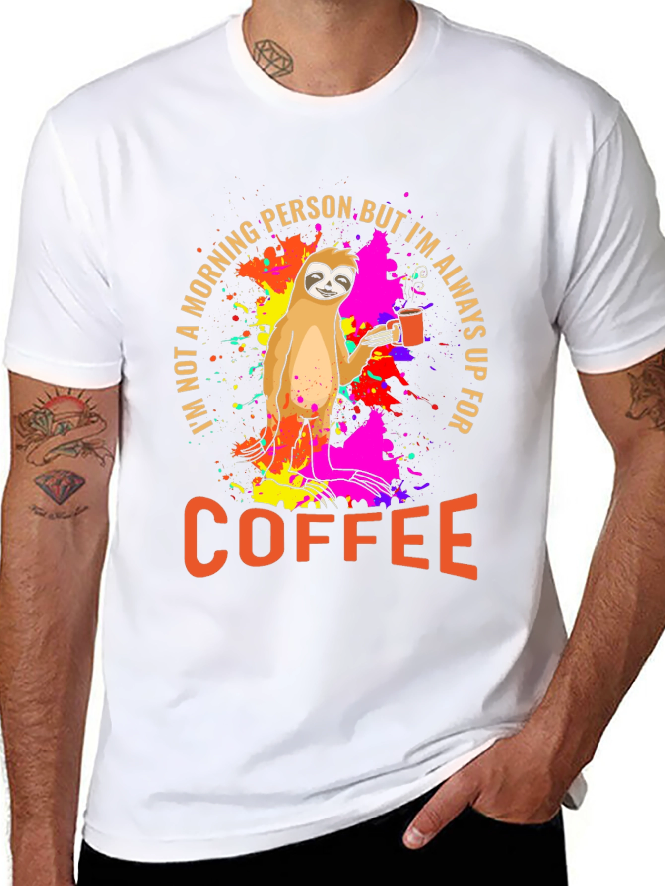 Black Sloth Coffee T-Shirt - Morning Person Funny Tee view 8