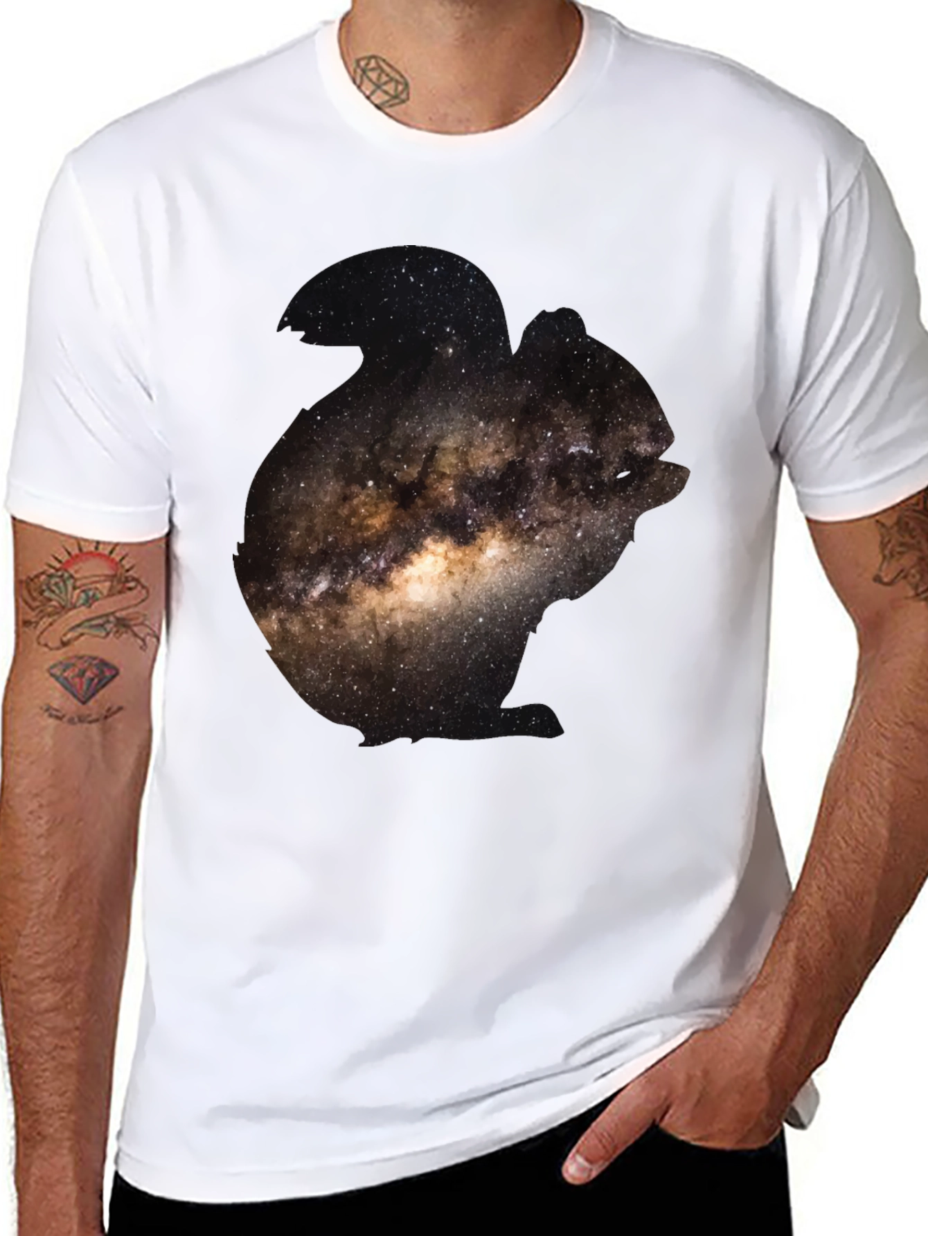 Black Galaxy Print Black T-Shirt for Men view 8