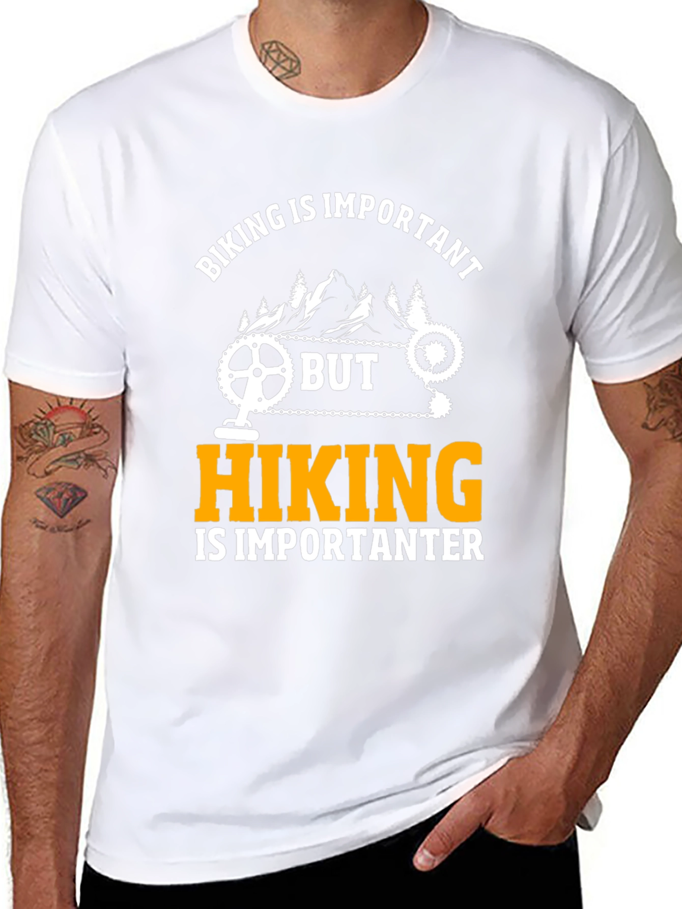 Black Funny Biking and Hiking Graphic T-Shirt view 8