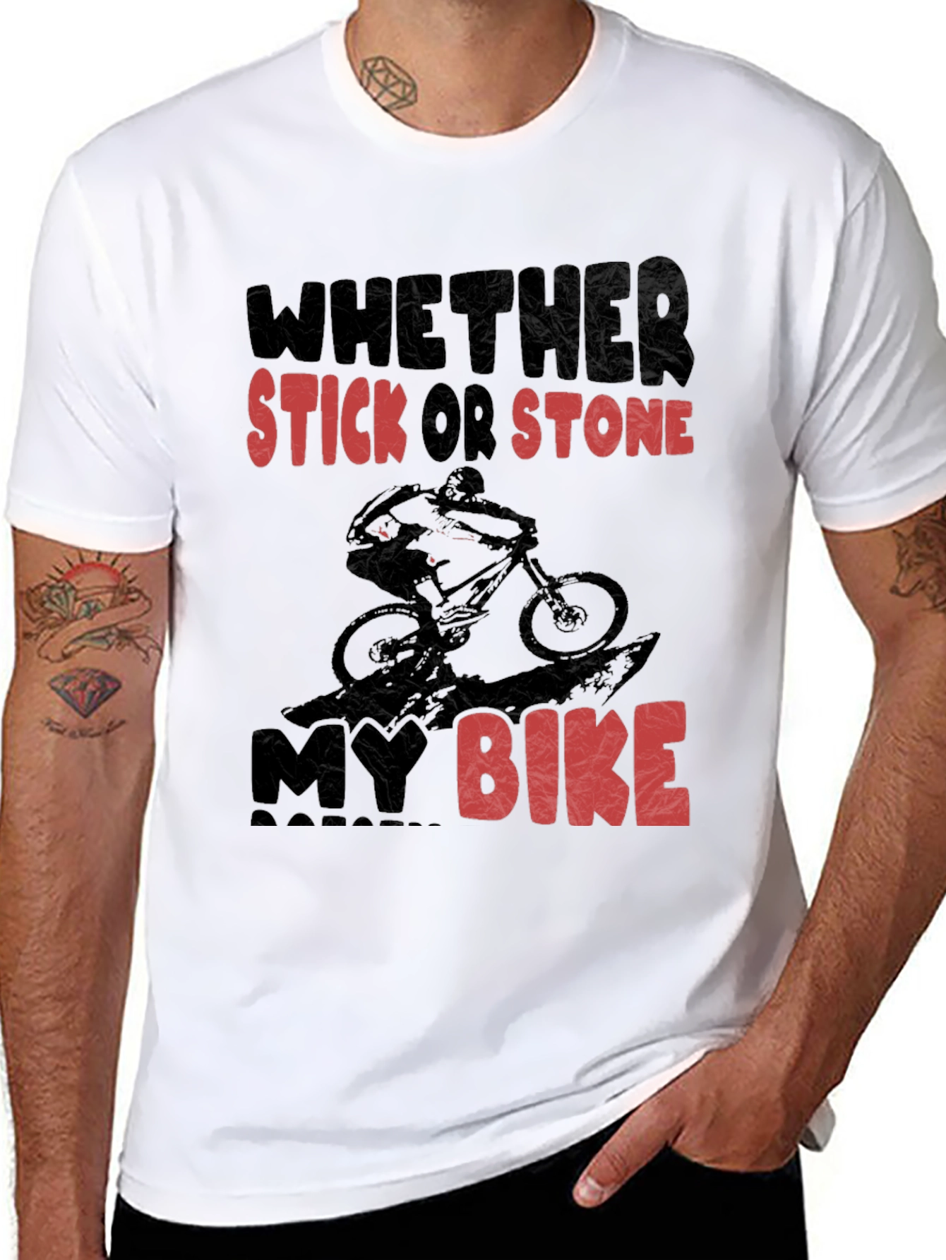 Black Mountain Biking T-Shirt - Whether Stick Or Stone My Bike view 8