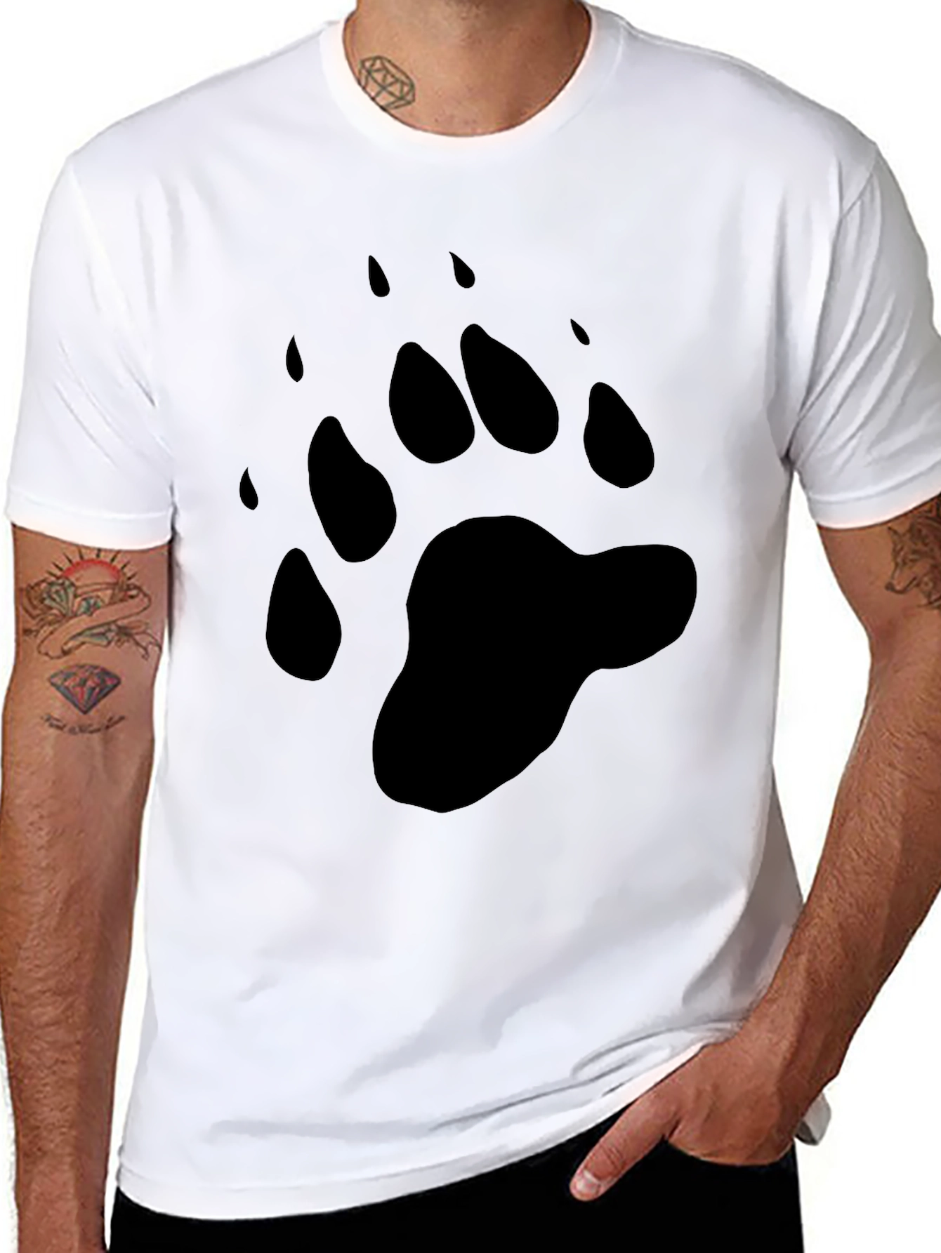 Black Bear Paw Print Black Graphic Tee view 8