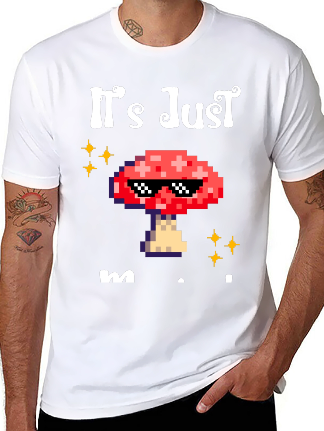 Black It's Just Mushroom T-Shirt view 8