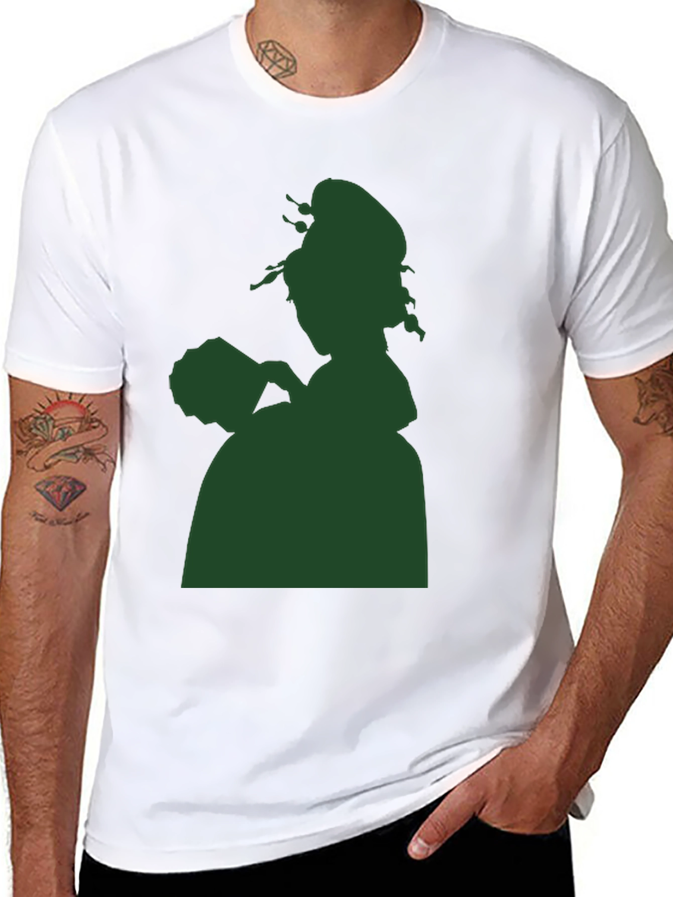 Black Silhouette Graphic Tee - Elegant Lady Design view 8