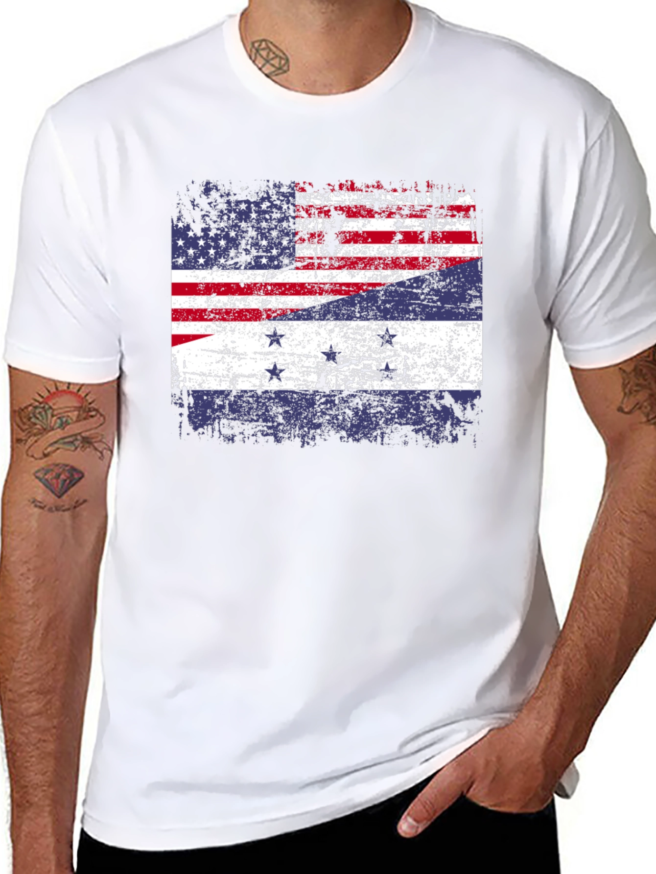 Distressed American-Dutch Flag T-Shirt - 8