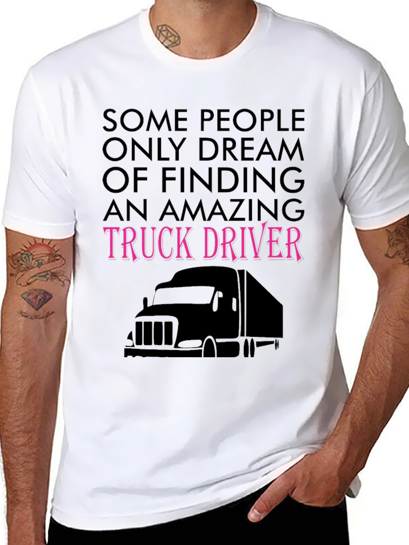 Black Amazing Truck Driver Tee - Black Novelty T-Shirt view 8