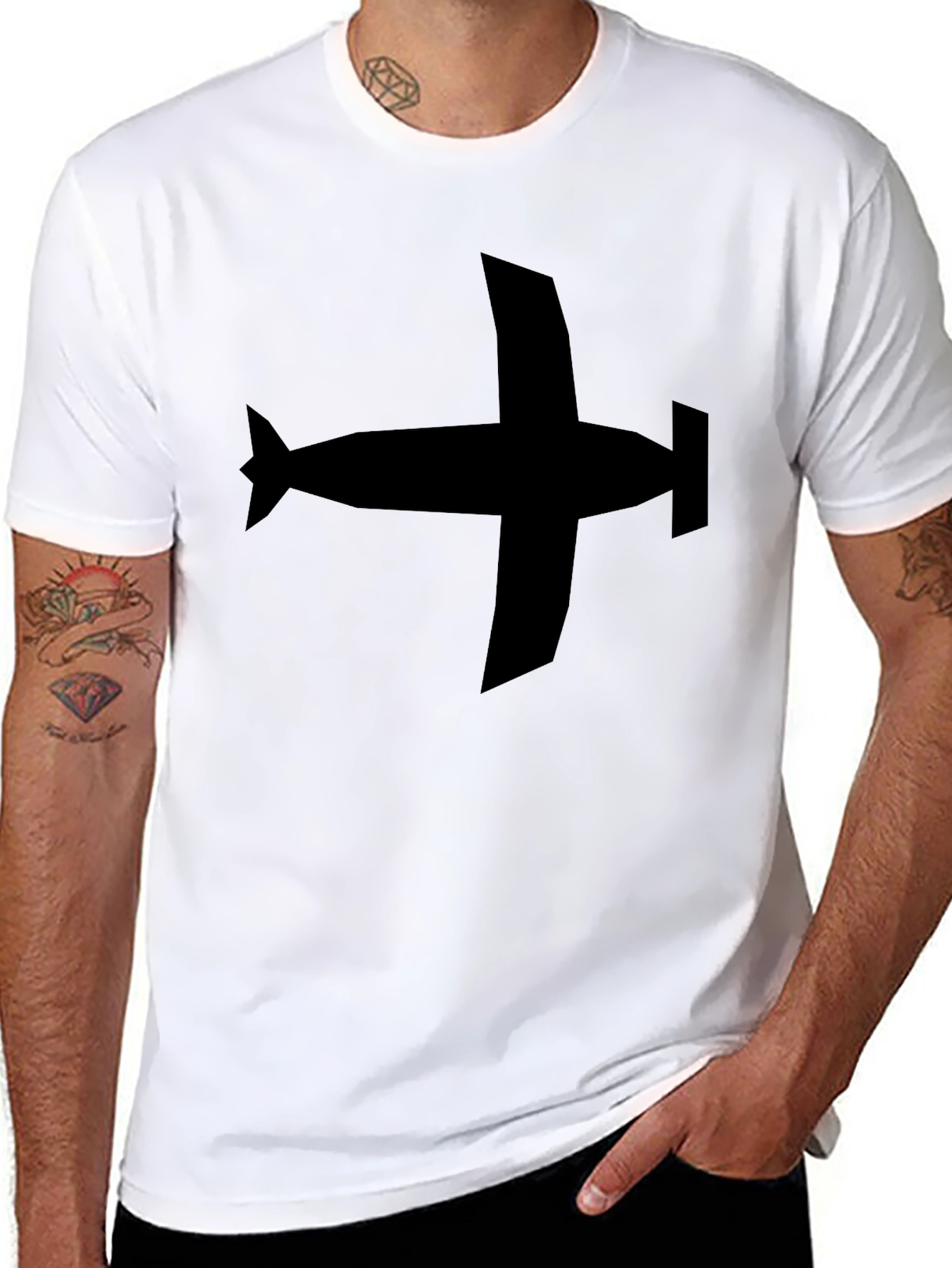 Black Airplane Graphic Tee - Black Casual Style view 8