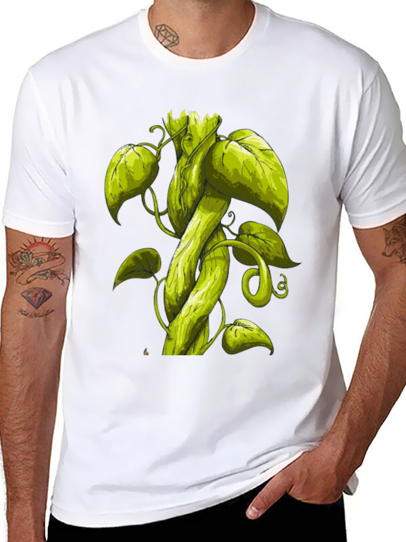 Black Beanstalk Graphic T-Shirt - Black Cotton Tee view 8