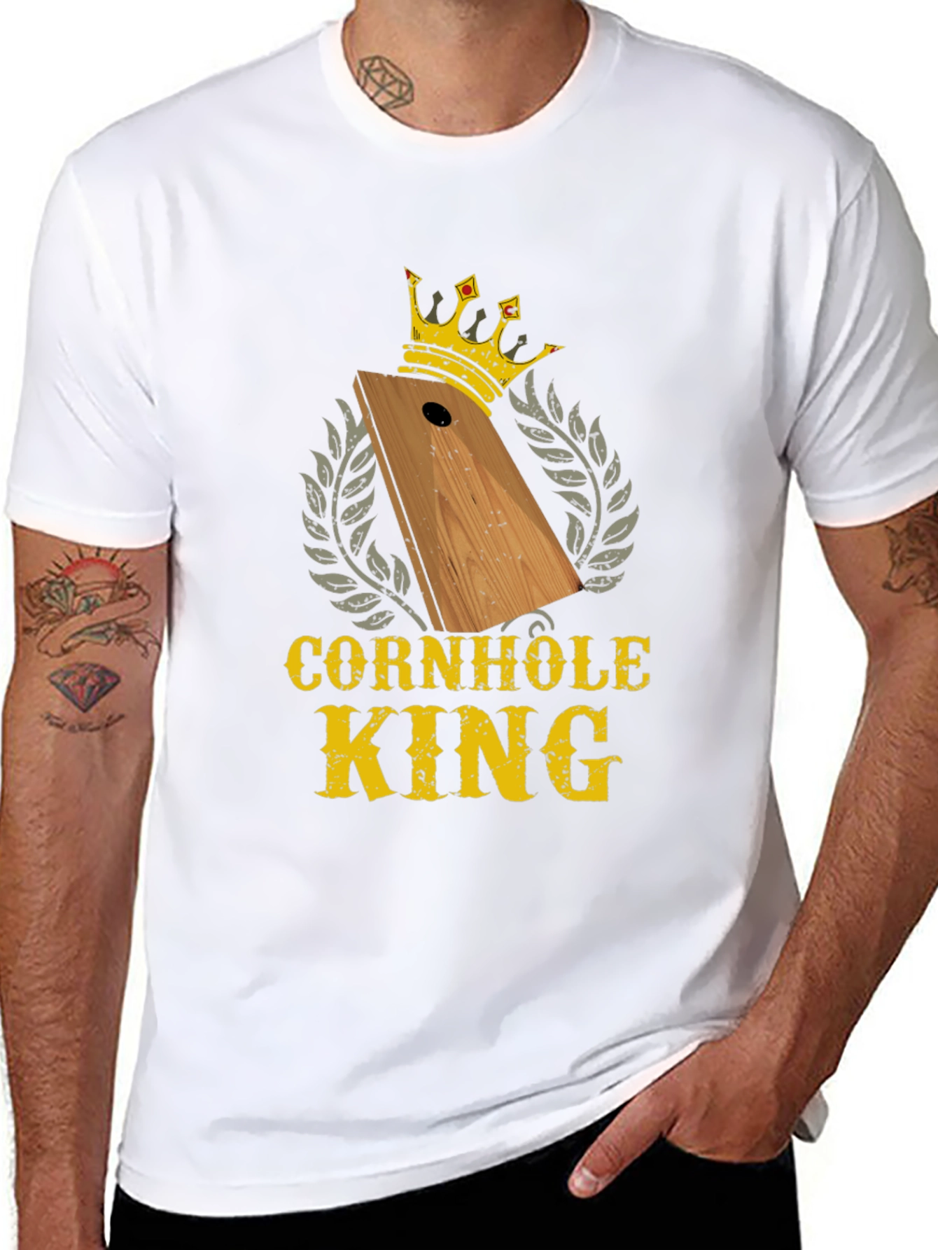 Black Cornhole King T-Shirt - Funny Game Tournament Tee view 8