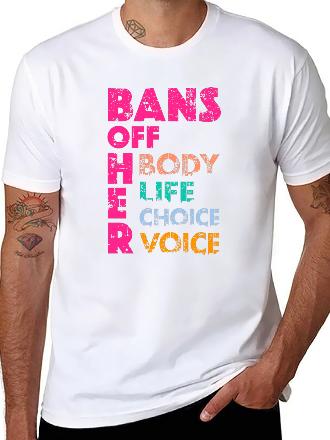 Black Bans Off Her Body Pro Choice T-Shirt view 8