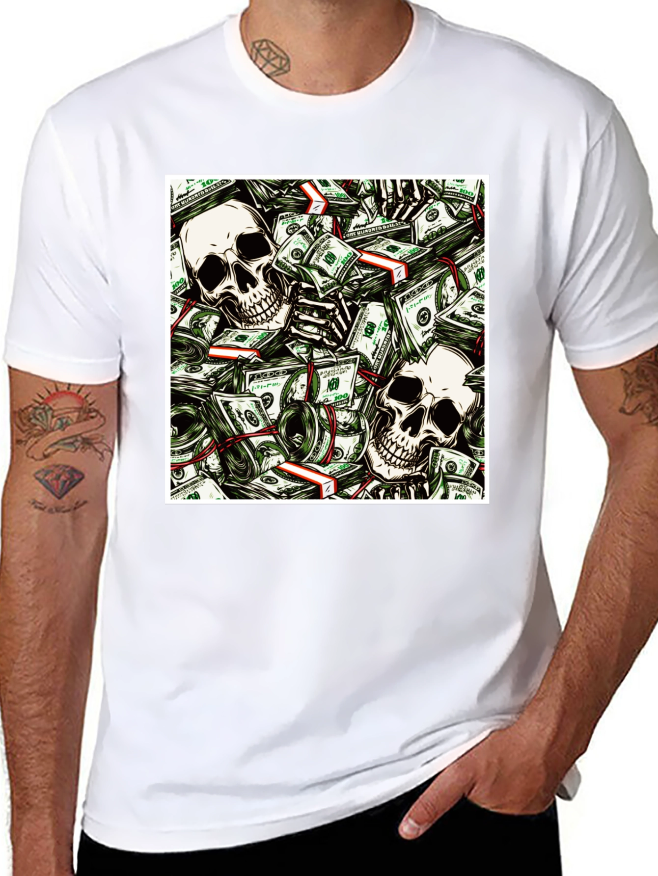 Black Skull Money Graphic Tee - Unisex view 8