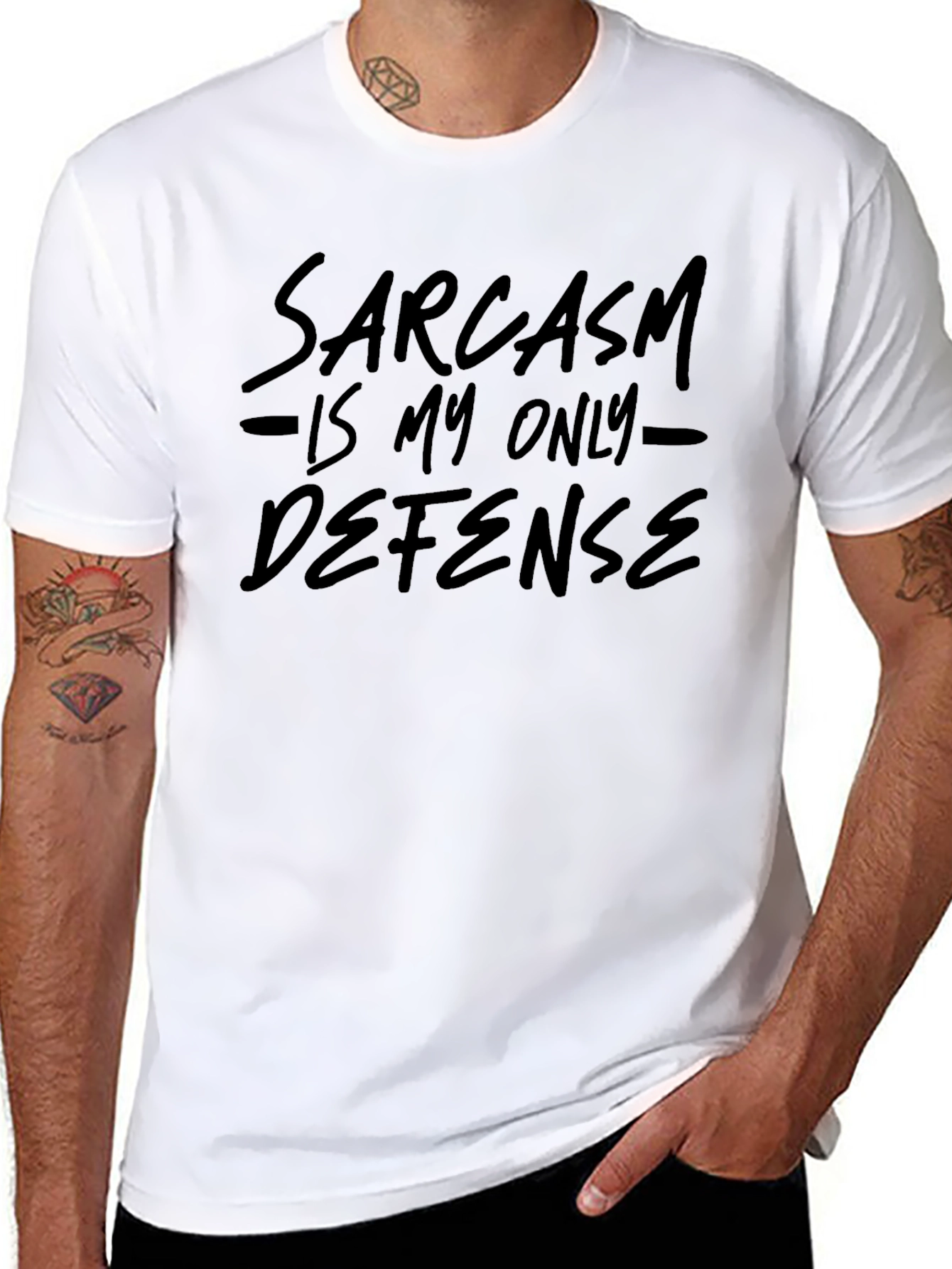 Black Sarcasm Is My Only Defense Funny Graphic Tee view 8