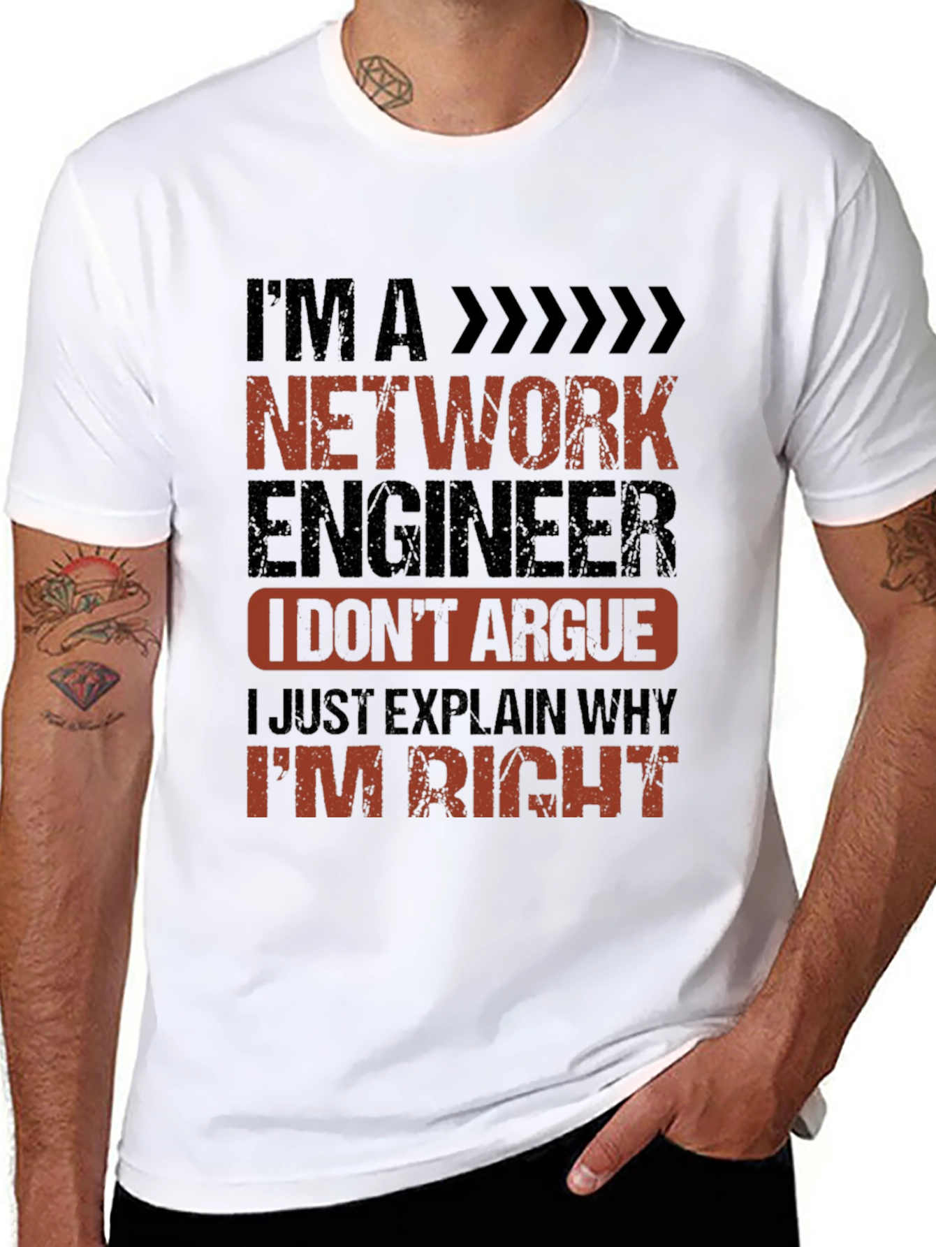 Black Network Engineer Humor T-Shirt - I'm Right view 8