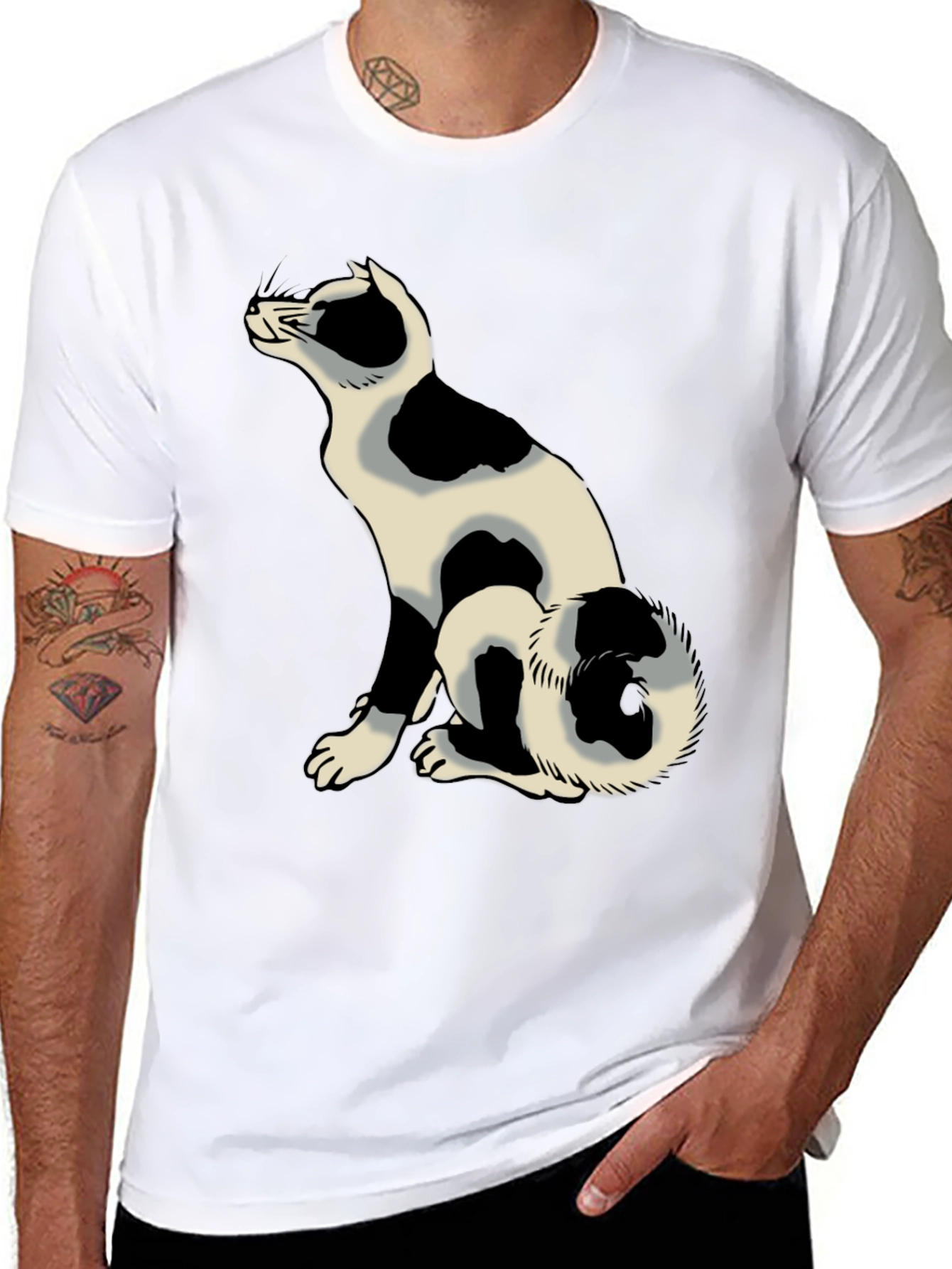 Black Black T-Shirt with Cat Graphic view 8