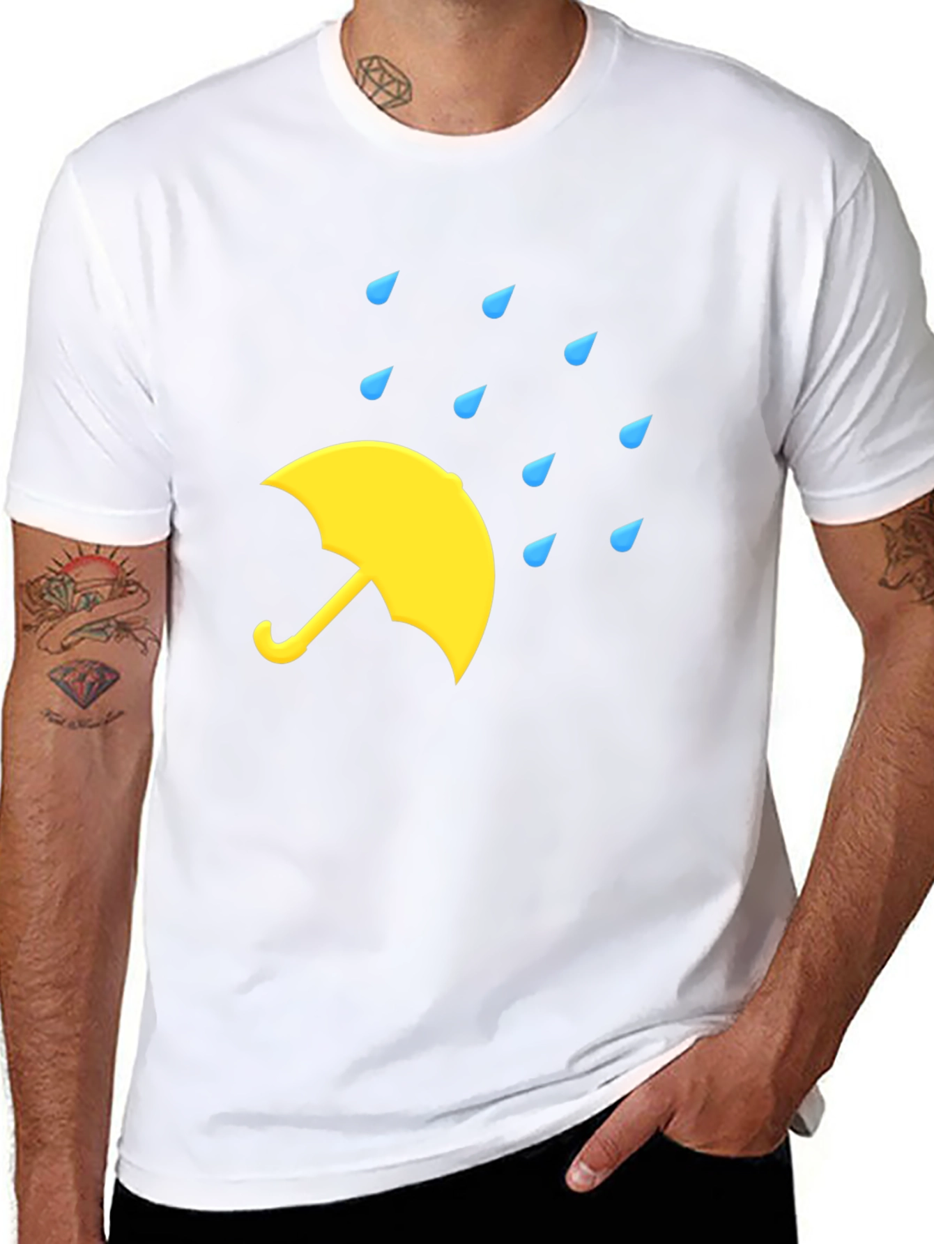 Black Rainy Day Umbrella Black T-Shirt view 8