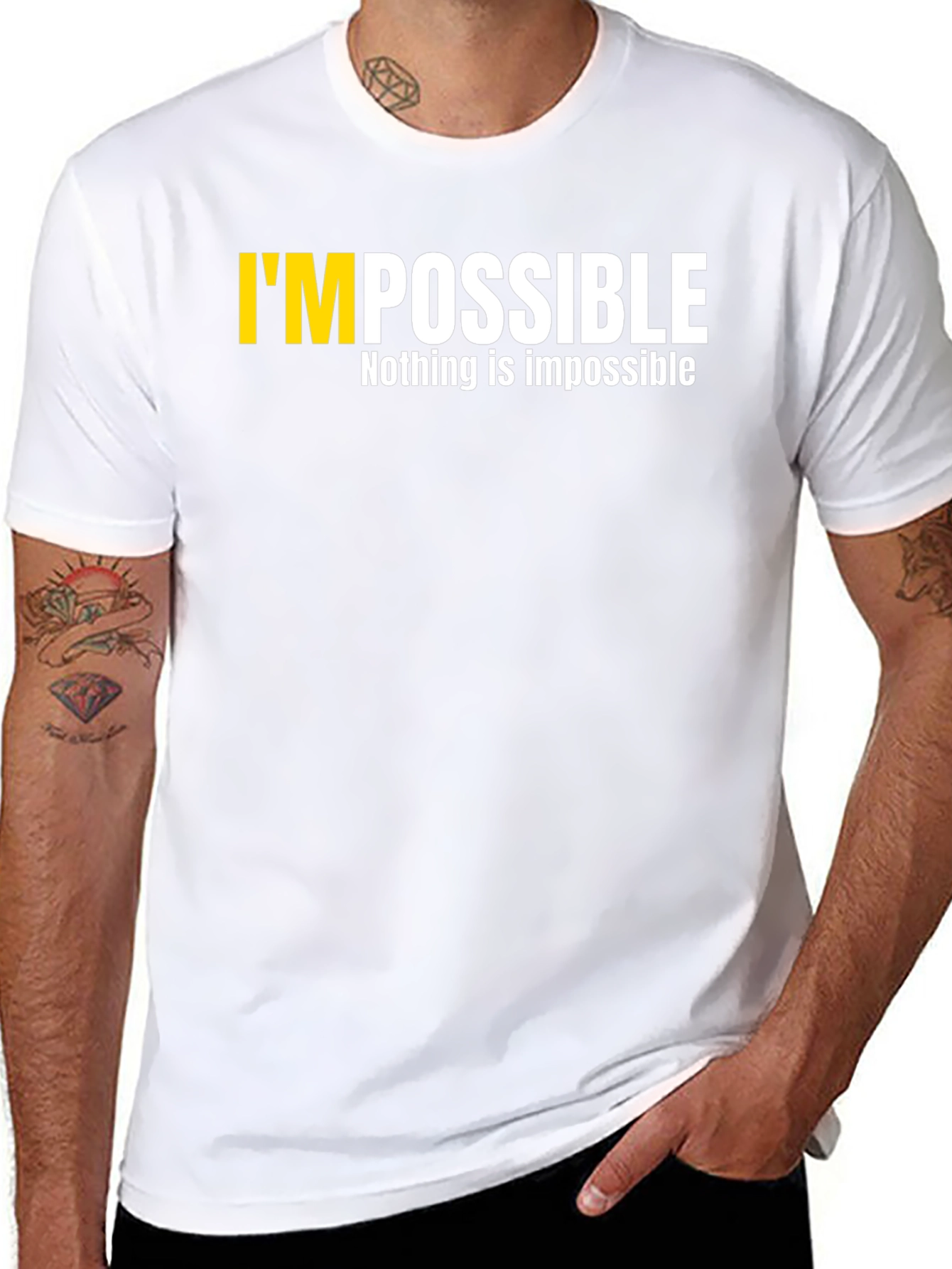 Black Motivational 'Impossible' Graphic T-Shirt - Black view 8