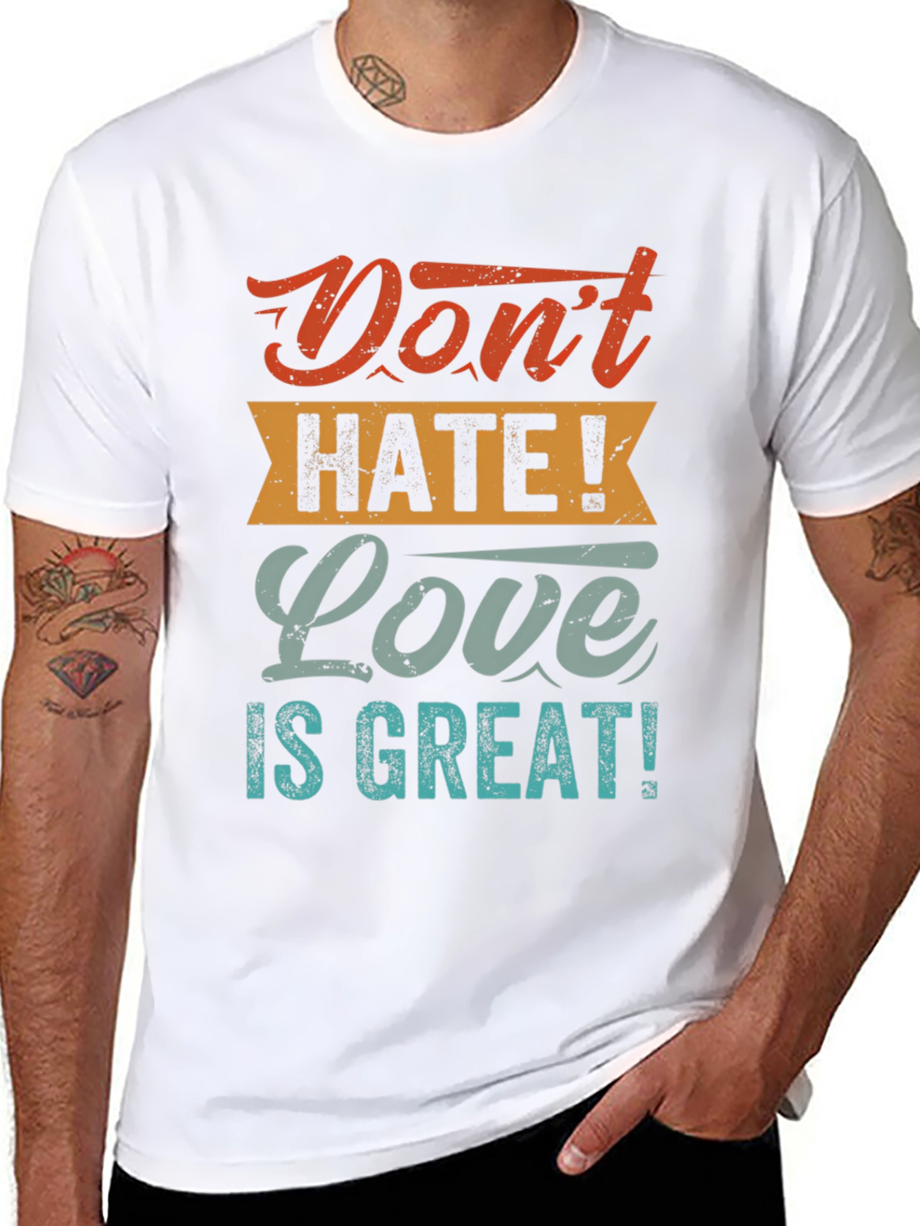 Black Don't Hate! Love is Great! T-Shirt view 8