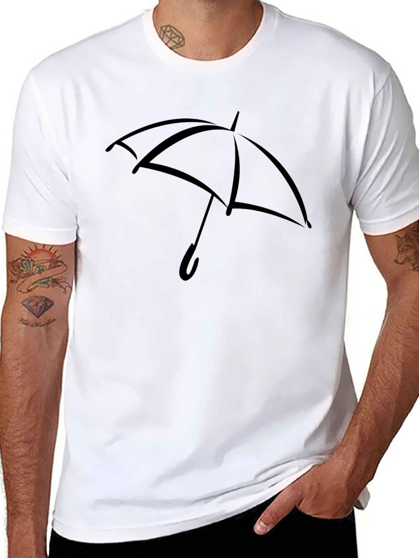 Black Umbrella Graphic T-Shirt - Stylish Casual Wear view 8