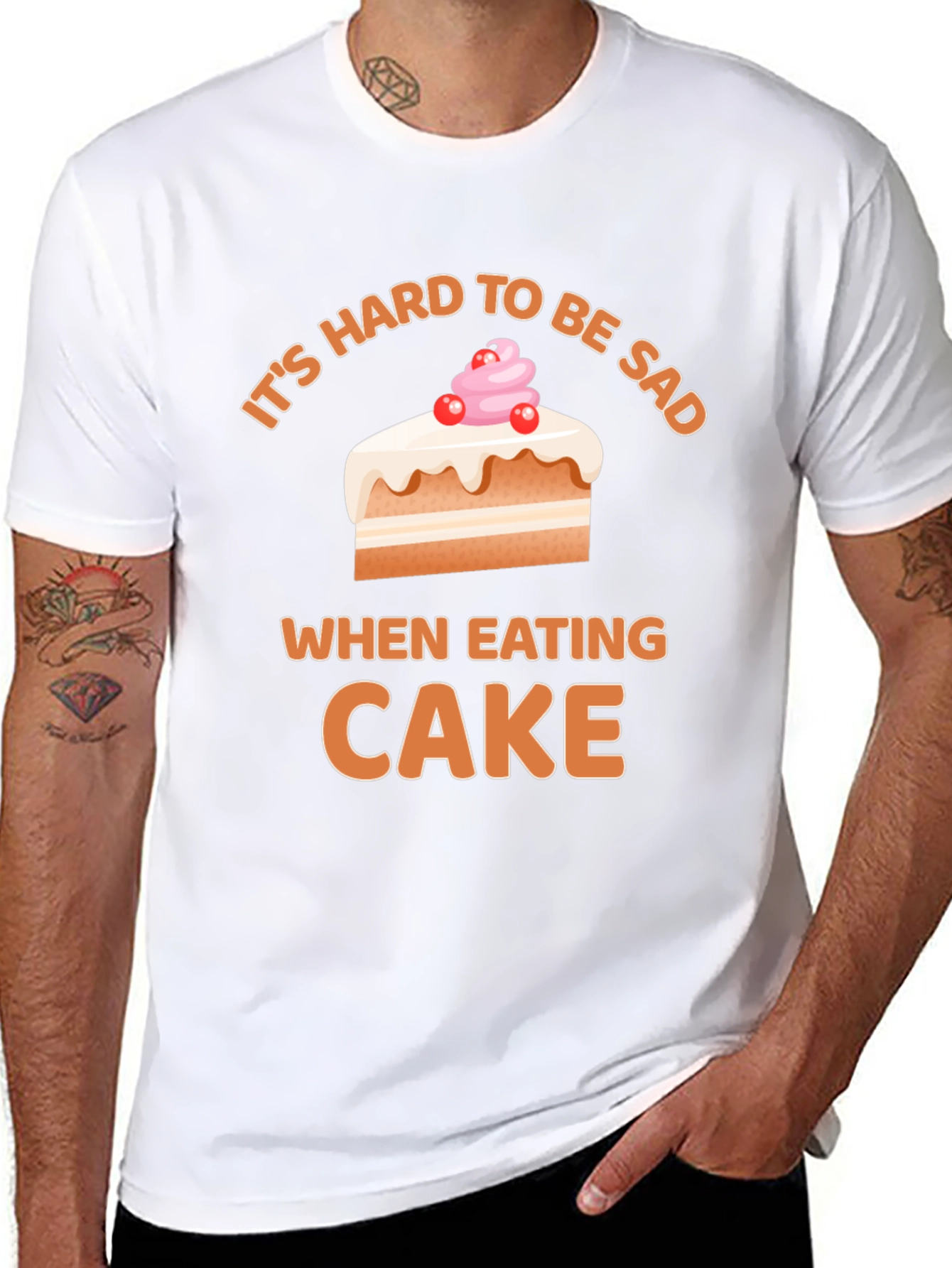 Black It's Hard To Be Sad When Eating Cake T-Shirt view 8