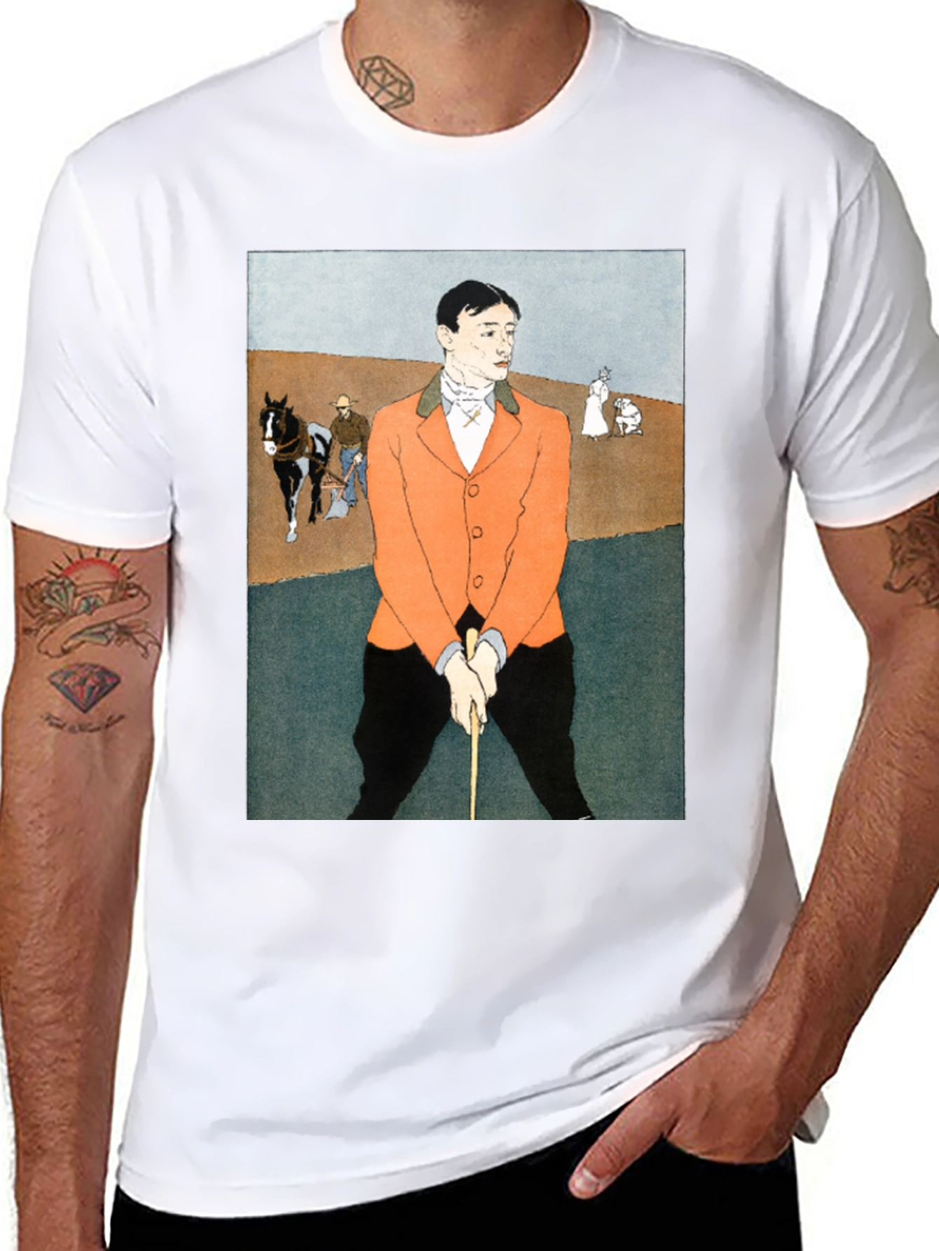 Man Golfing Print T-Shirt - Vintage Art Tee - 8