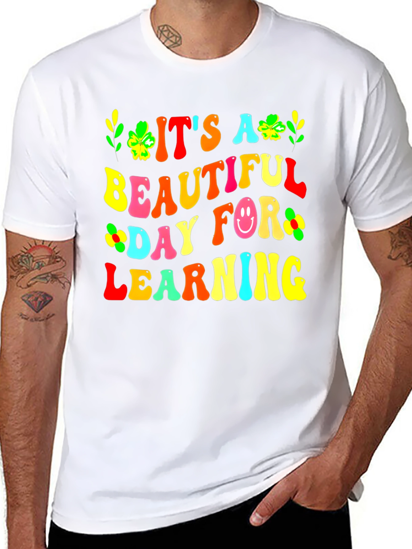 Black It's A Beautiful Day For Learning Teacher T-Shirt view 8