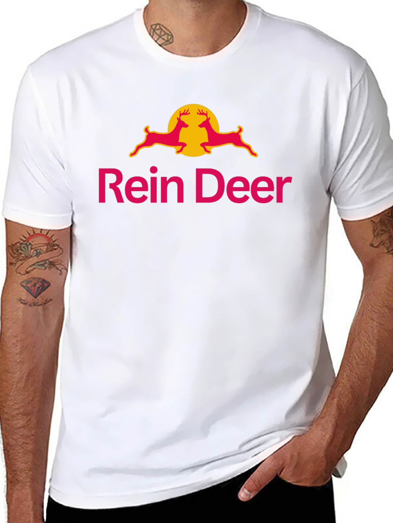 Black Rein Deer Funny T-Shirt - Novelty Graphic Tee view 8
