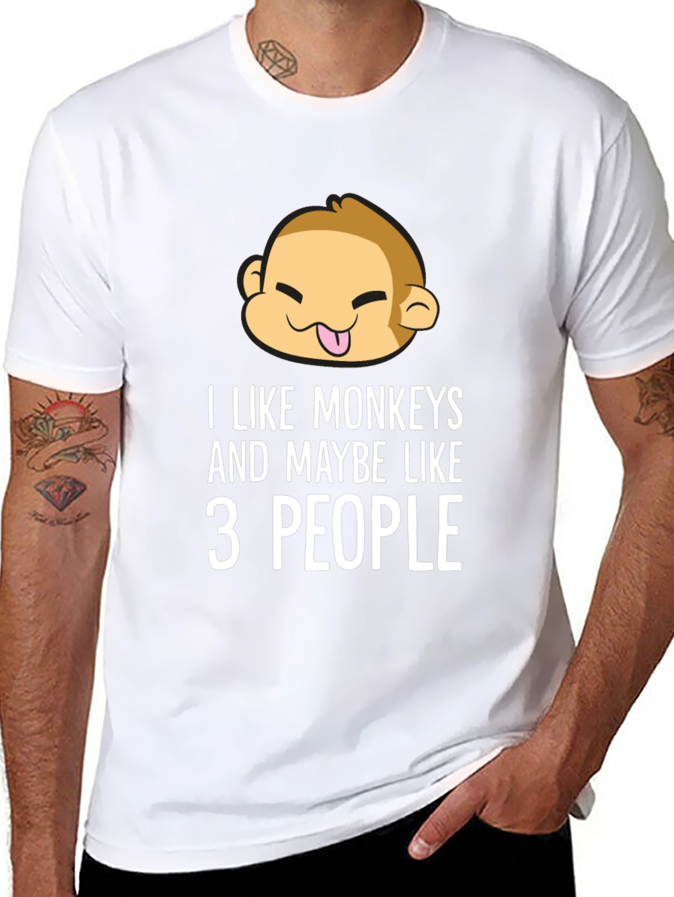 Black Funny Monkey Lover T-Shirt - I Like Monkeys and Maybe Like 3 People view 8