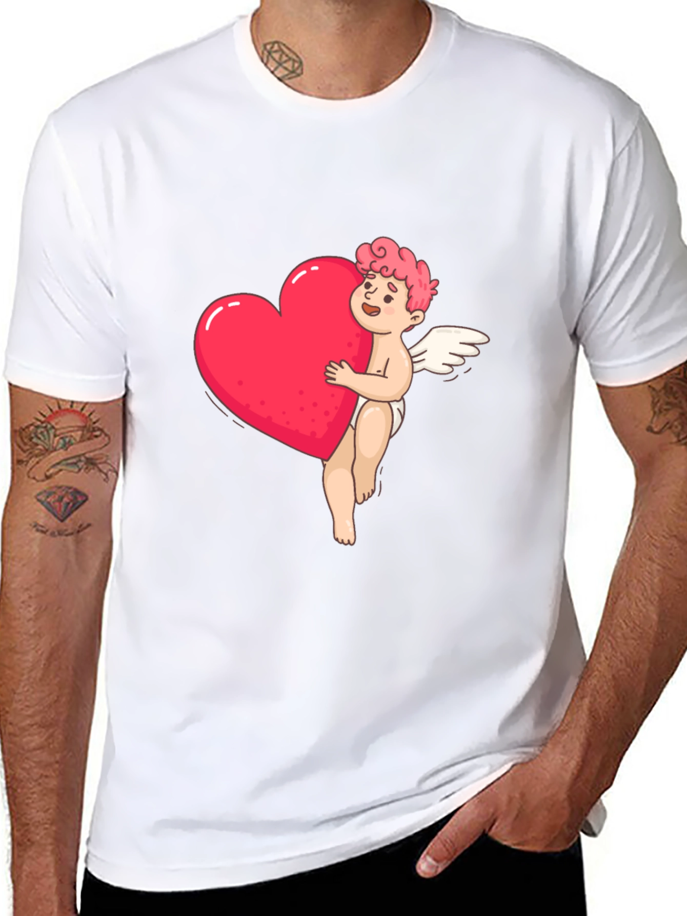 Black Cupid Heart Graphic Tee - Black view 8