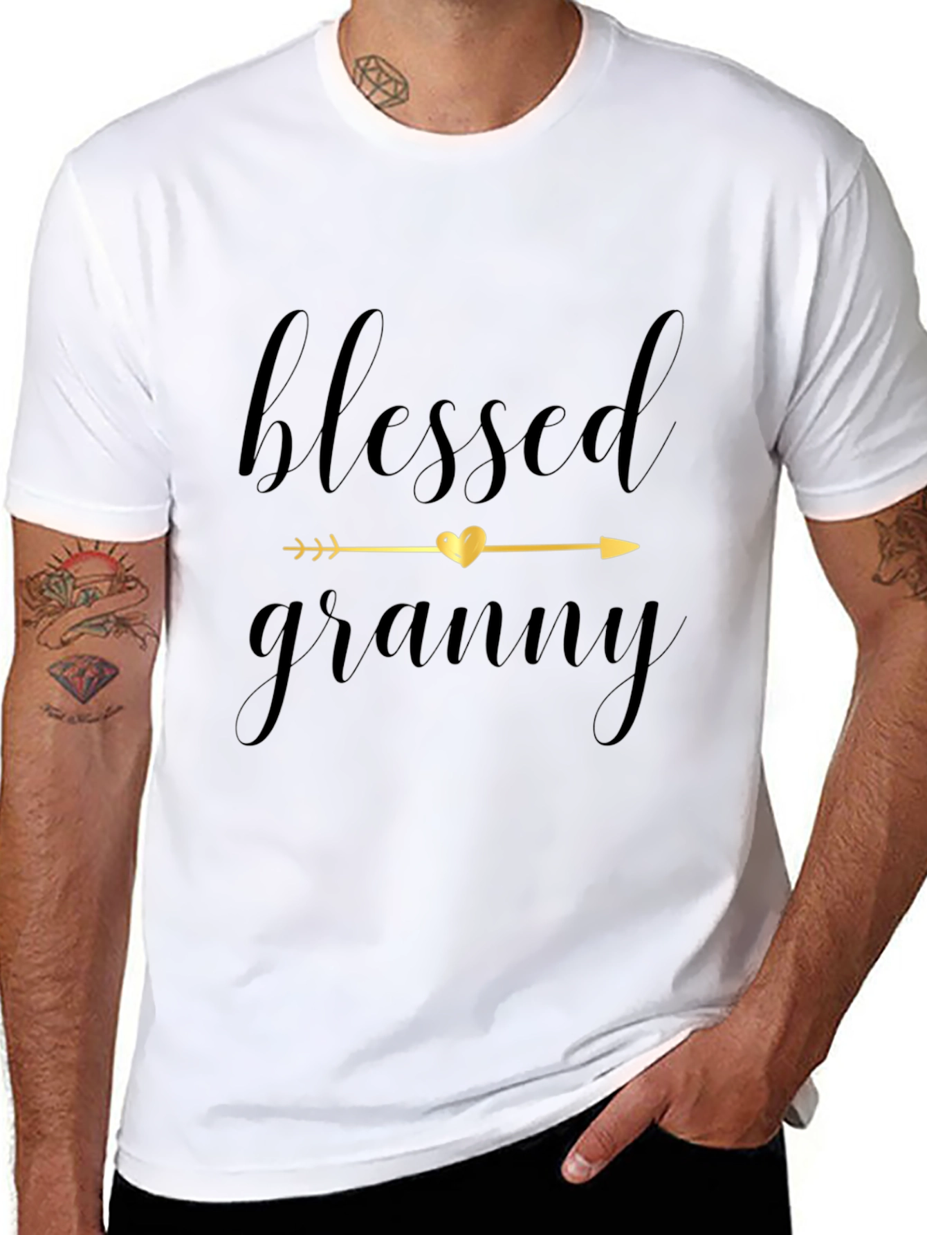 Black Blessed Granny Graphic Tee - Black Cotton Comfort view 8