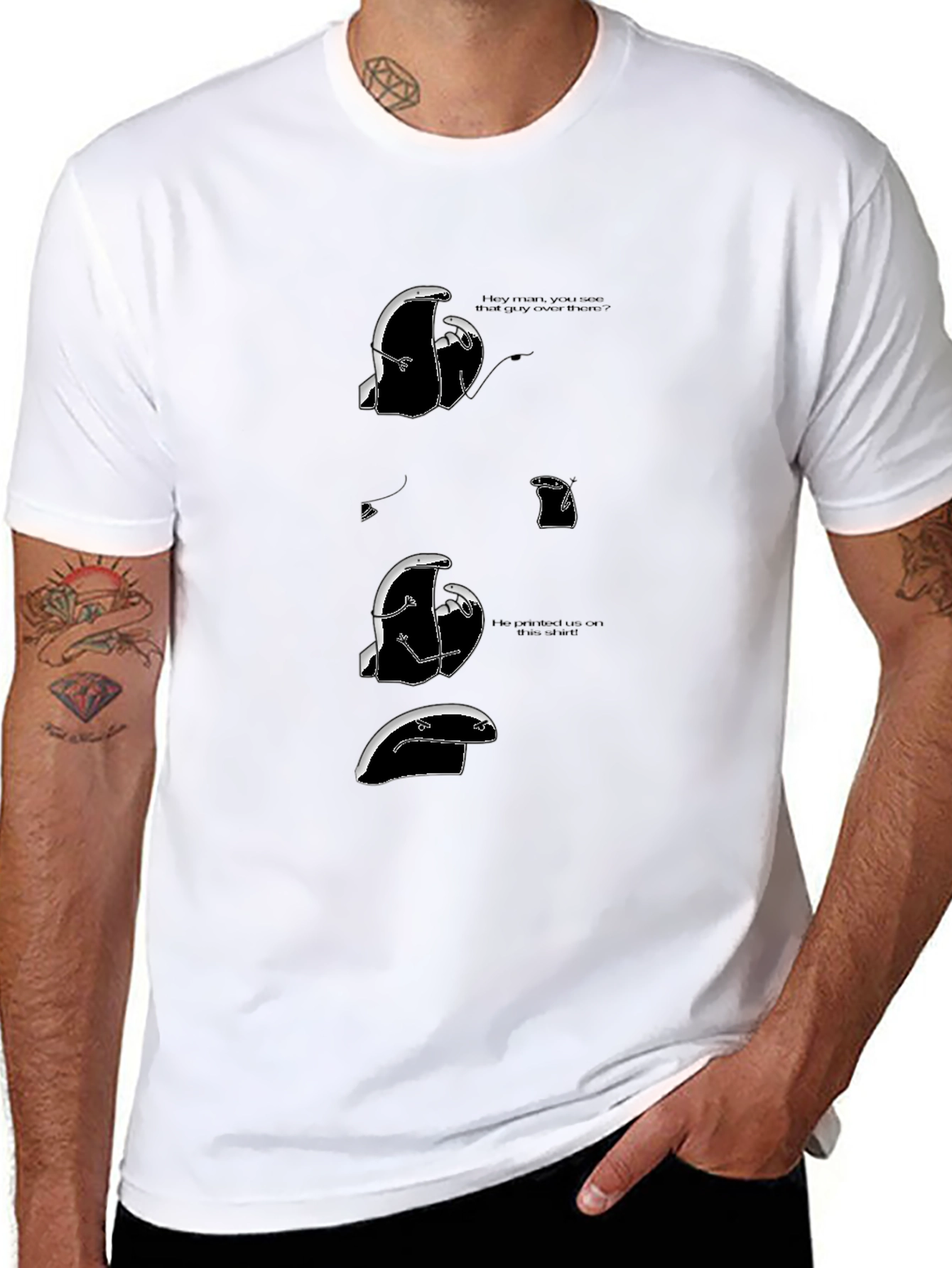 Black Humorous Animated Graphic Print T-Shirt view 8