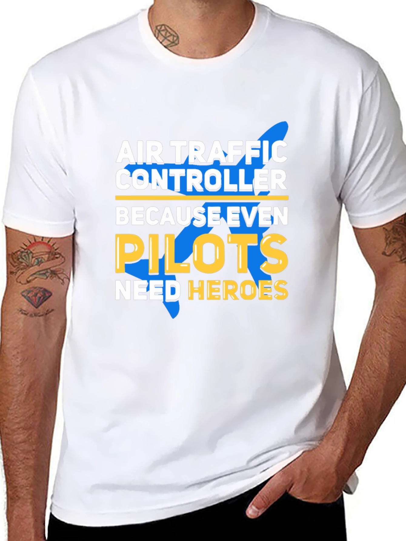 Black Air Traffic Controller Pilot Hero T-Shirt view 8