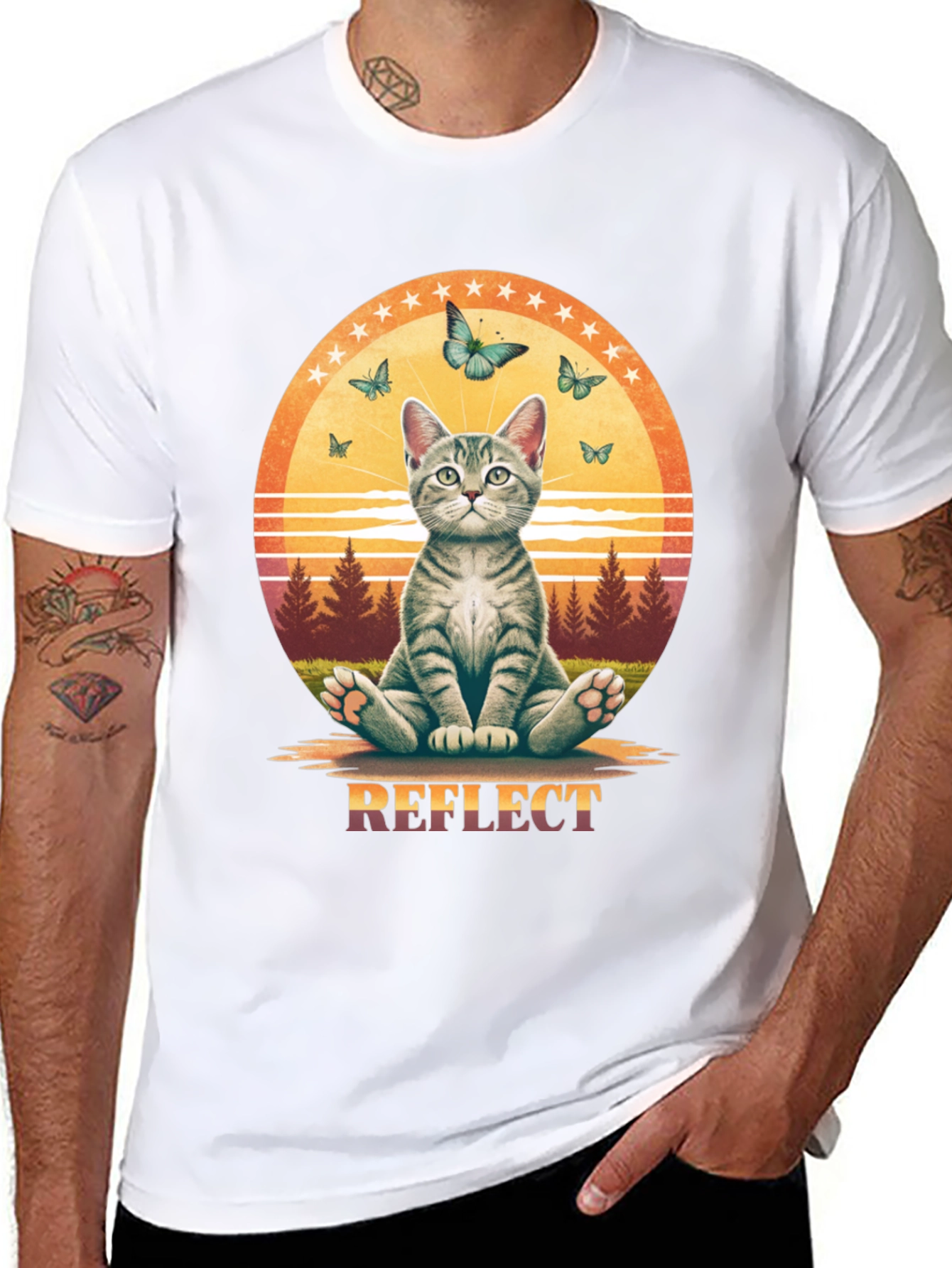 Reflect Cat Butterfly Graphic Tee - Relaxed Fit - 8
