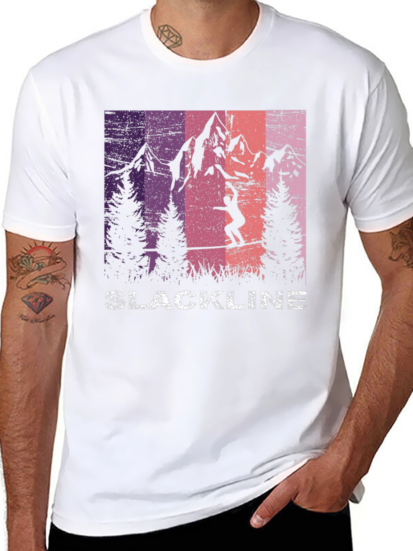 Black Slackline Mountain Graphic T-Shirt view 8