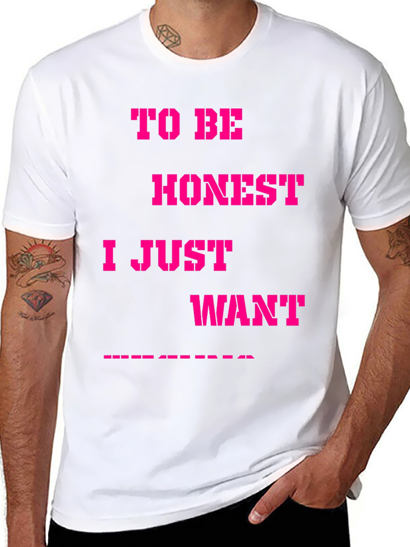 Black Funny Slogan Graphic Tee - "To Be Honest I Just Want..."  view 8