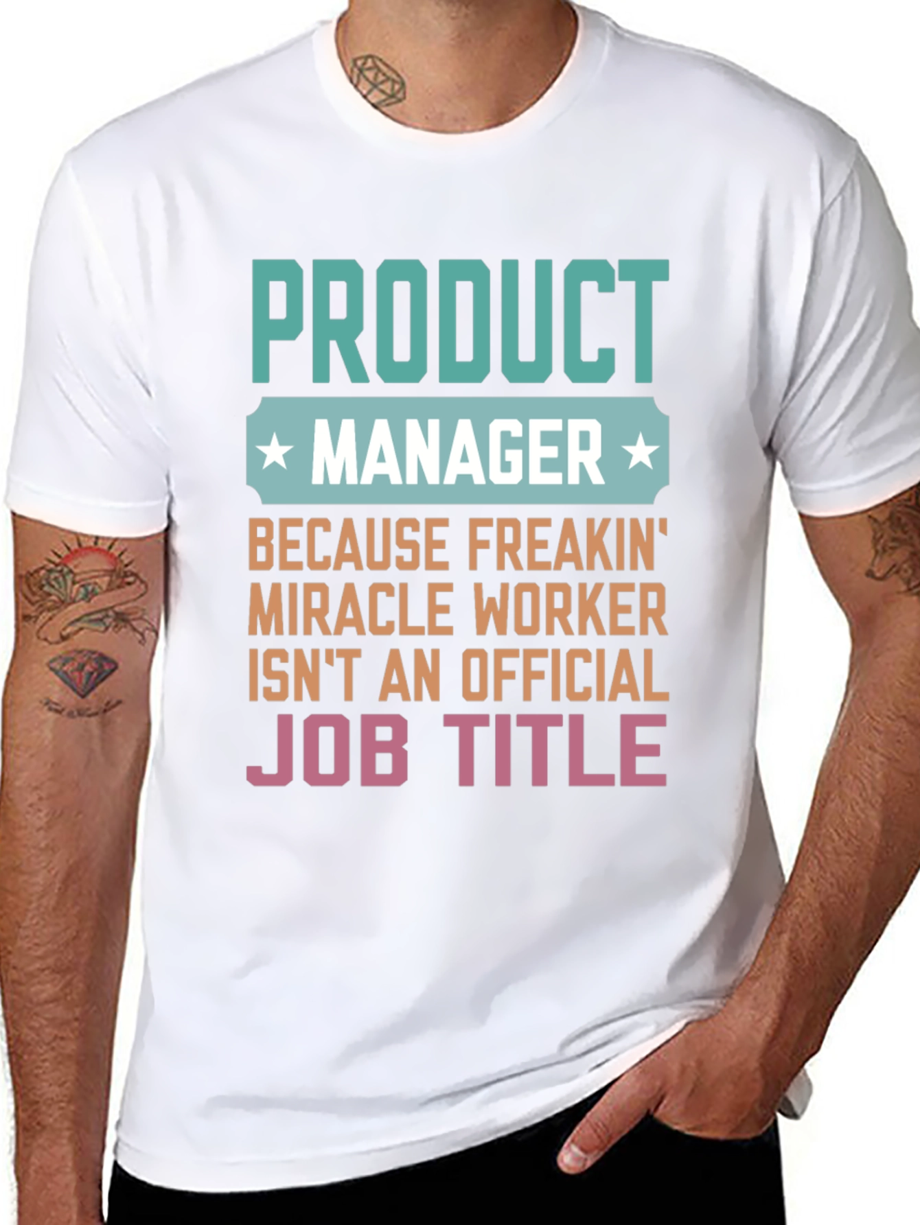 Black Product Manager Miracle Worker Funny Graphic T-Shirt view 8