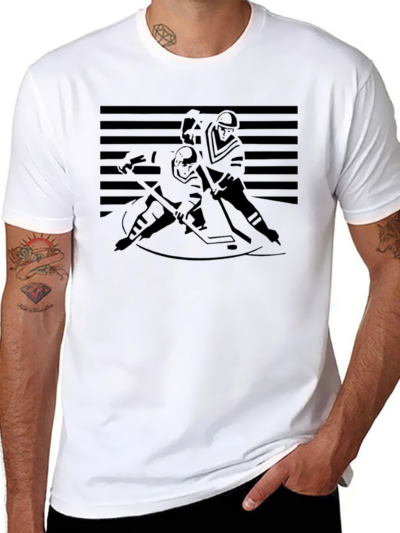 Black Hockey Silhouette Graphic T-Shirt view 8
