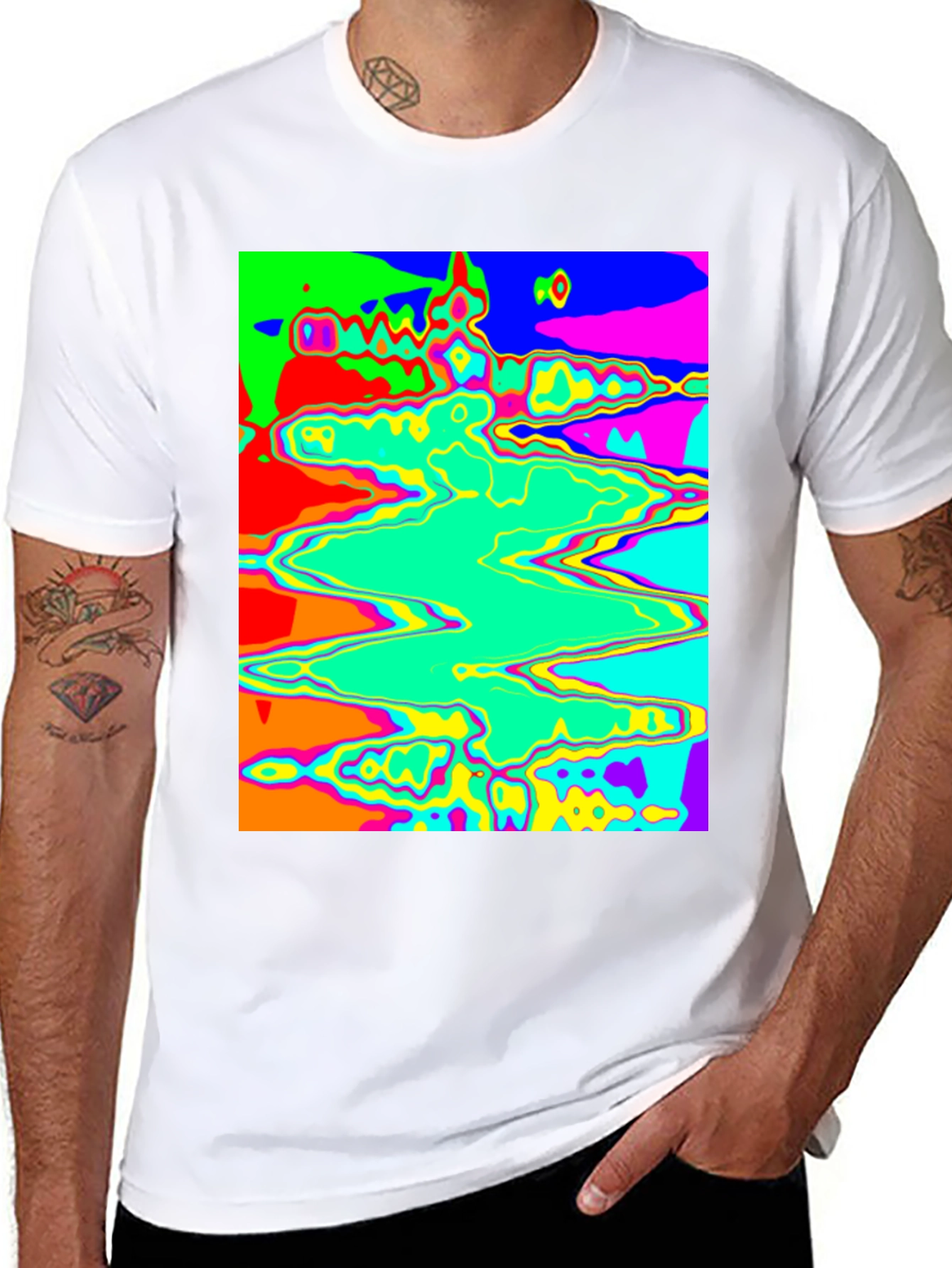 Black Psychedelic Wave T-Shirt - Bold Graphic Tee view 8