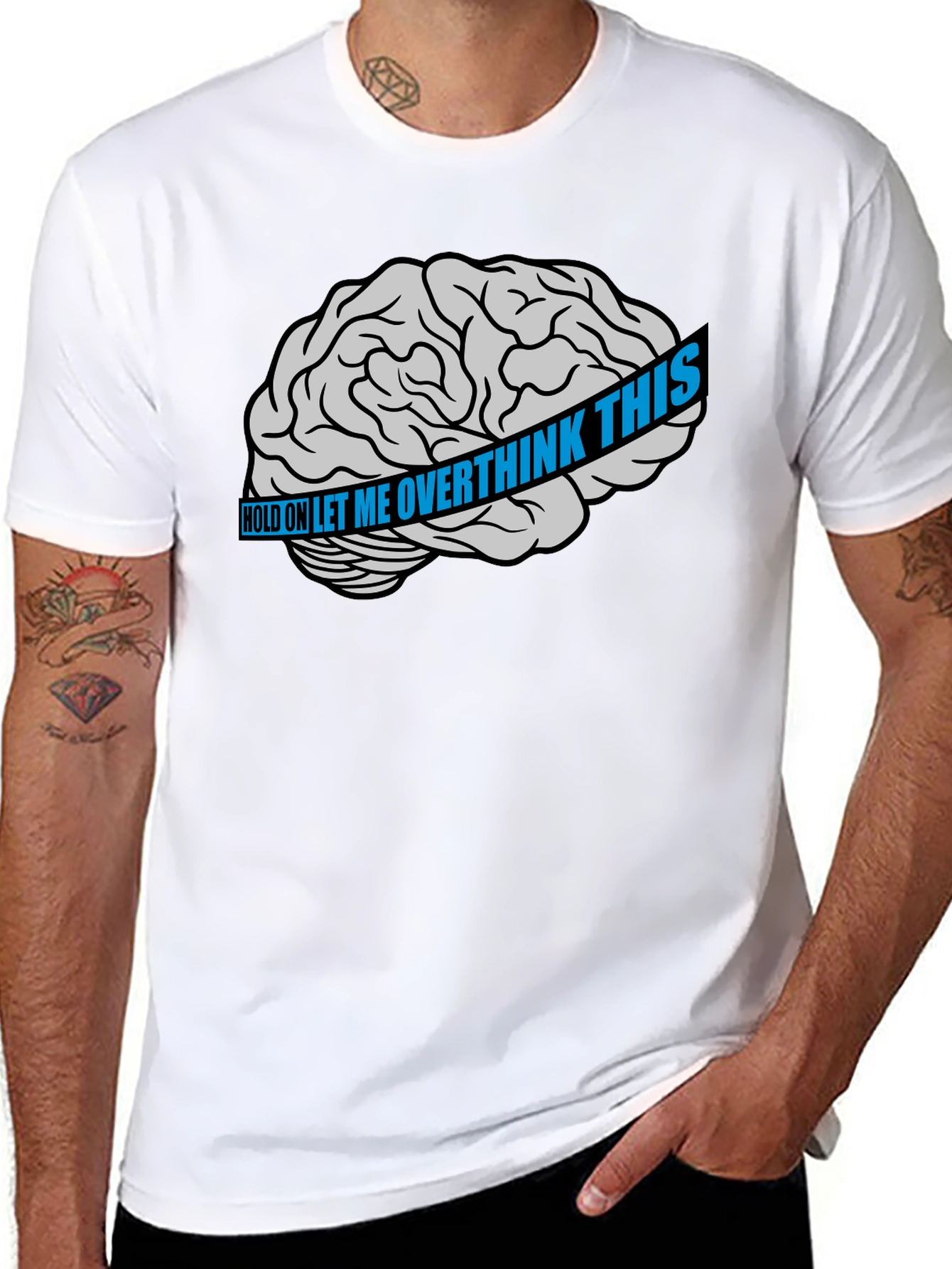 Black Overthink Brain Graphic T-Shirt - Black view 8