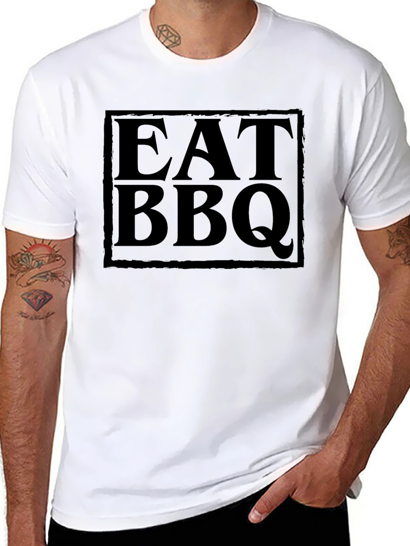 Black Eat BBQ T-Shirt - Classic Graphic Tee view 8